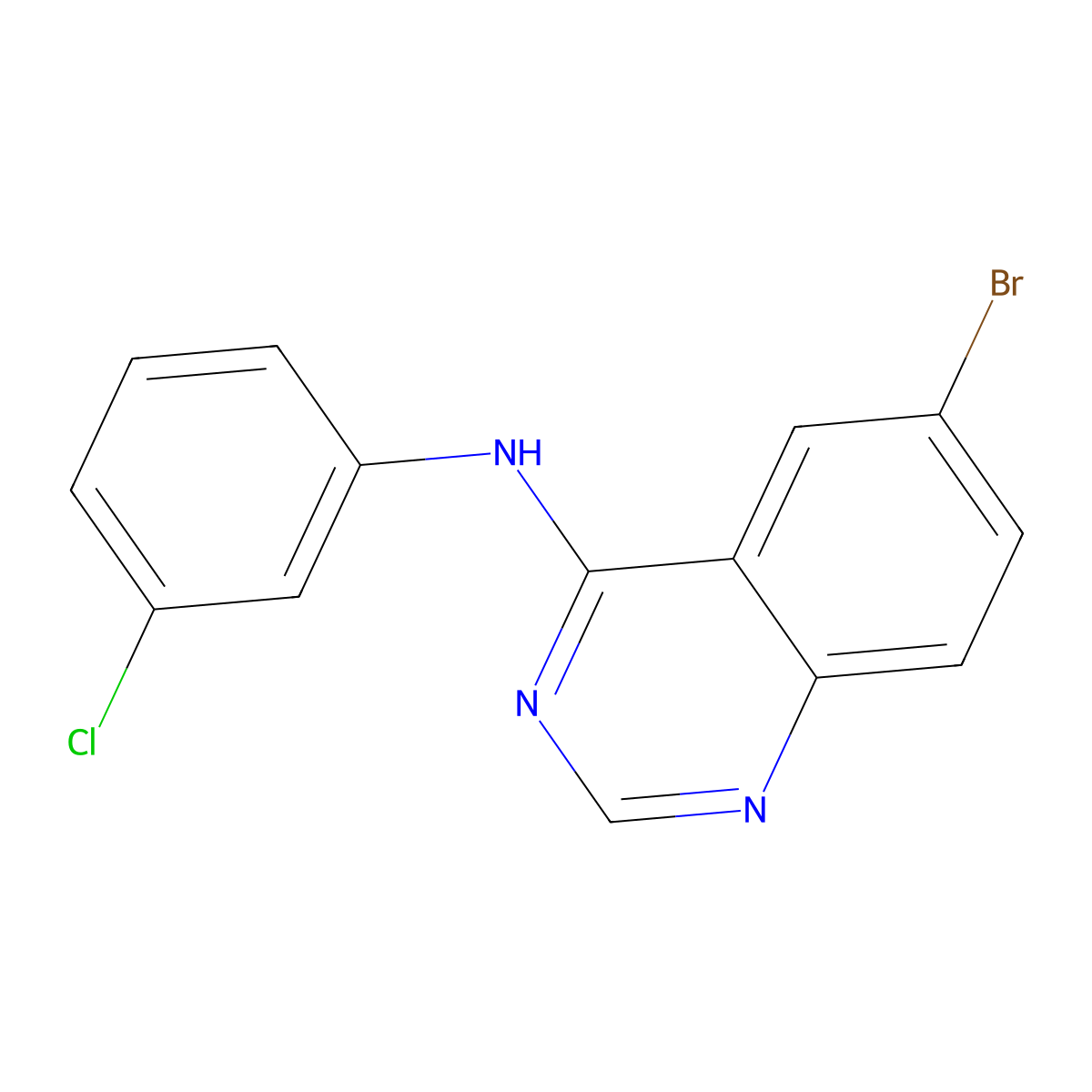 6-bromo-N-(3-chlorophenyl)quinazolin-4-amine molecular structure, CAS 307538-20-1