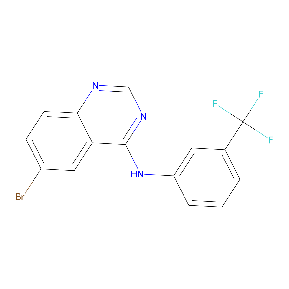 6-bromo-N-(3-(trifluoromethyl)phenyl)quinazolin-4-amine molecular structure, CAS 307538-27-8