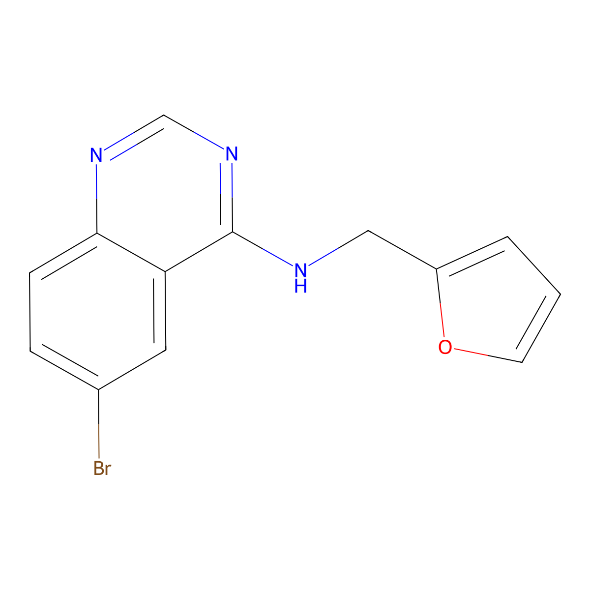6-bromo-N-(furan-2-ylmethyl)quinazolin-4-amine molecular structure, CAS 307538-37-0