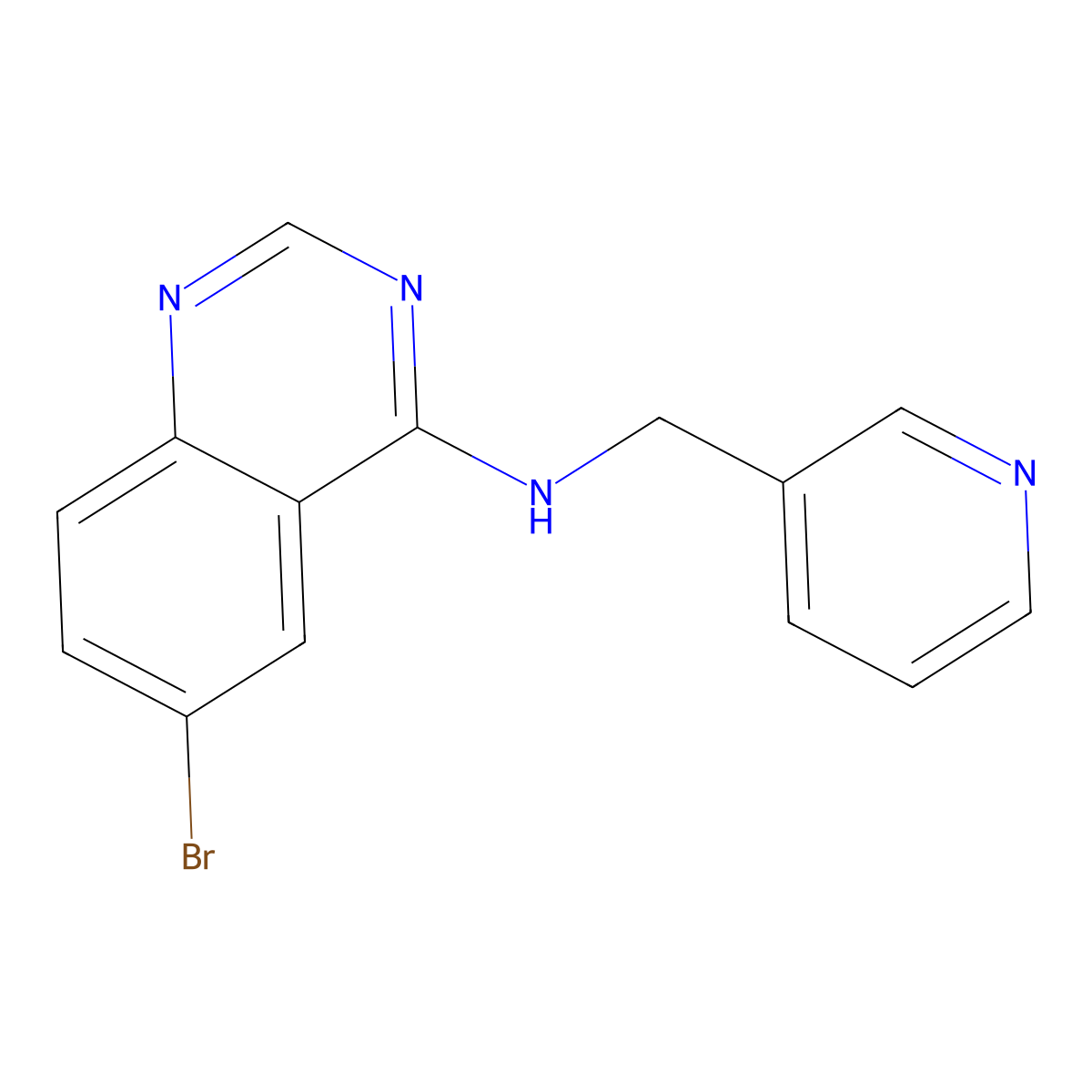 6-bromo-N-(pyridin-3-ylmethyl)quinazolin-4-amine molecular structure, CAS 307538-38-1
