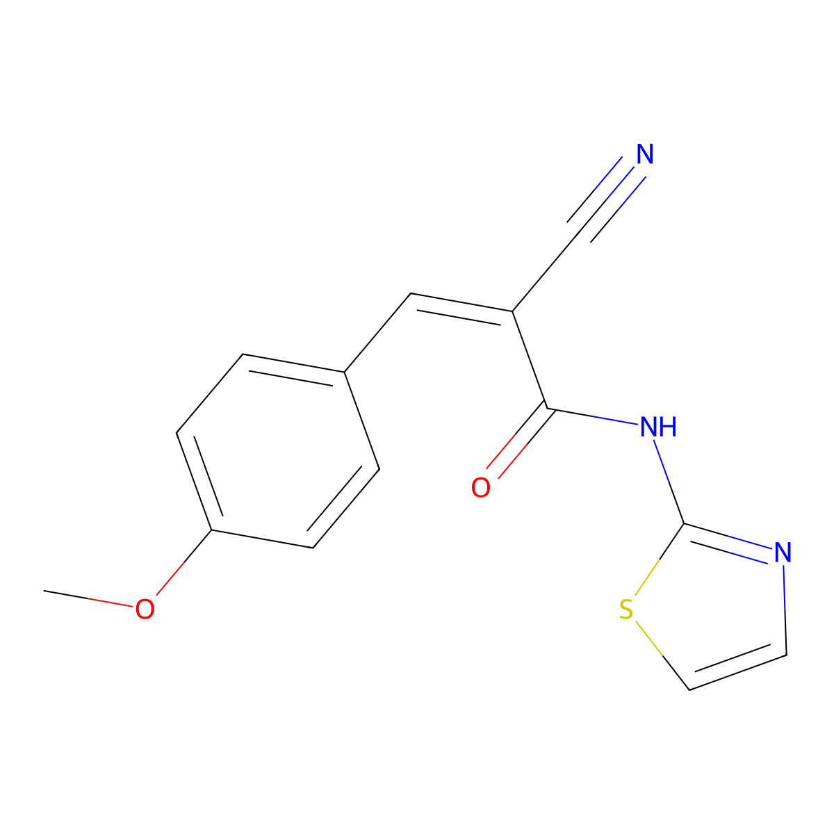 2-cyano-3-(4-methoxyphenyl)-N-(1,3-thiazol-2-yl)prop-2-enamide molecular structure, CAS 307539-21-5
