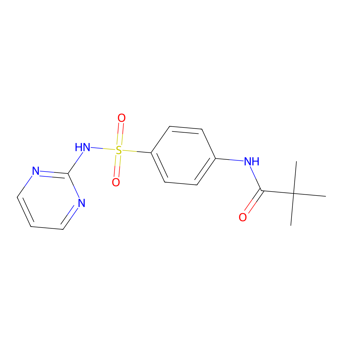 2,2-dimethyl-N-[4-(pyrimidin-2-ylsulfamoyl)phenyl]propanamide molecular structure, CAS 307540-24-5
