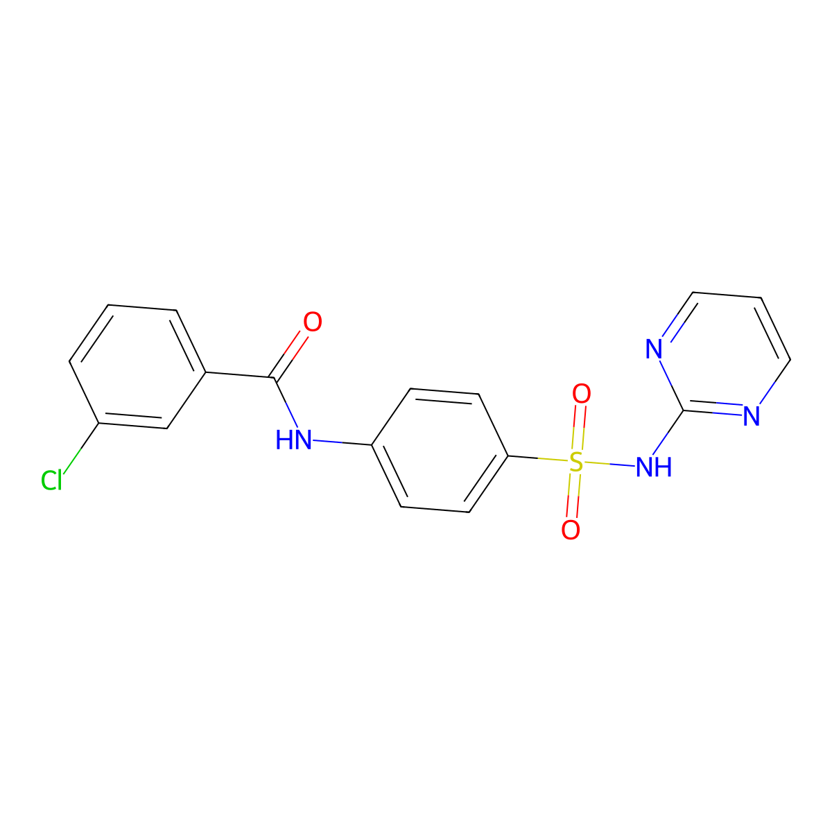 3-chloro-N-[4-(pyrimidin-2-ylsulfamoyl)phenyl]benzamide molecular structure, CAS 307540-25-6