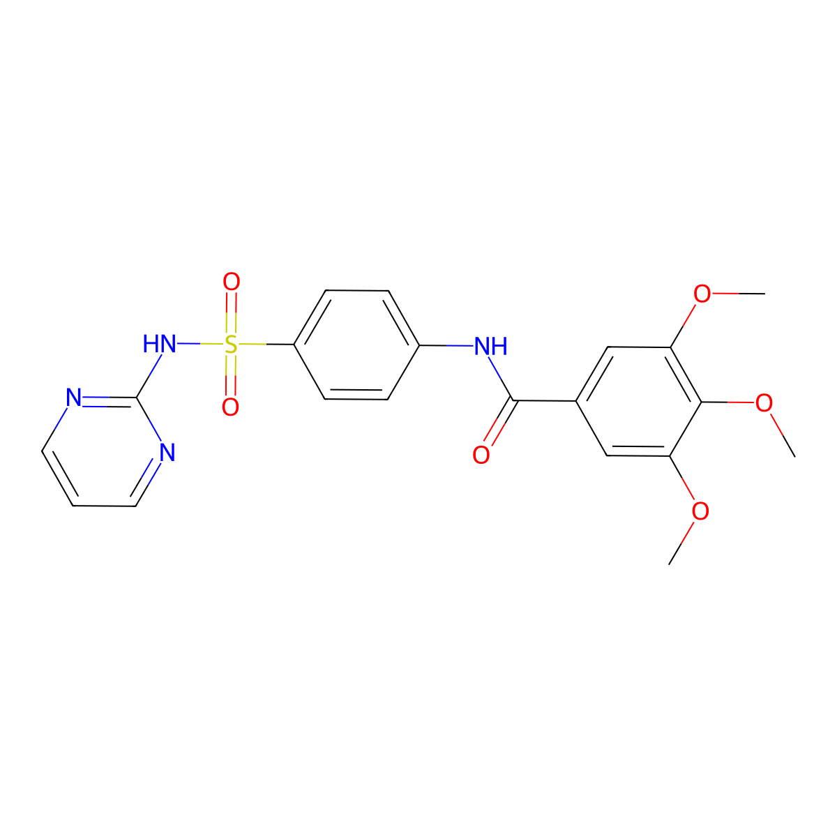 3,4,5-trimethoxy-N-[4-(pyrimidin-2-ylsulfamoyl)phenyl]benzamide molecular structure, CAS 307540-29-0