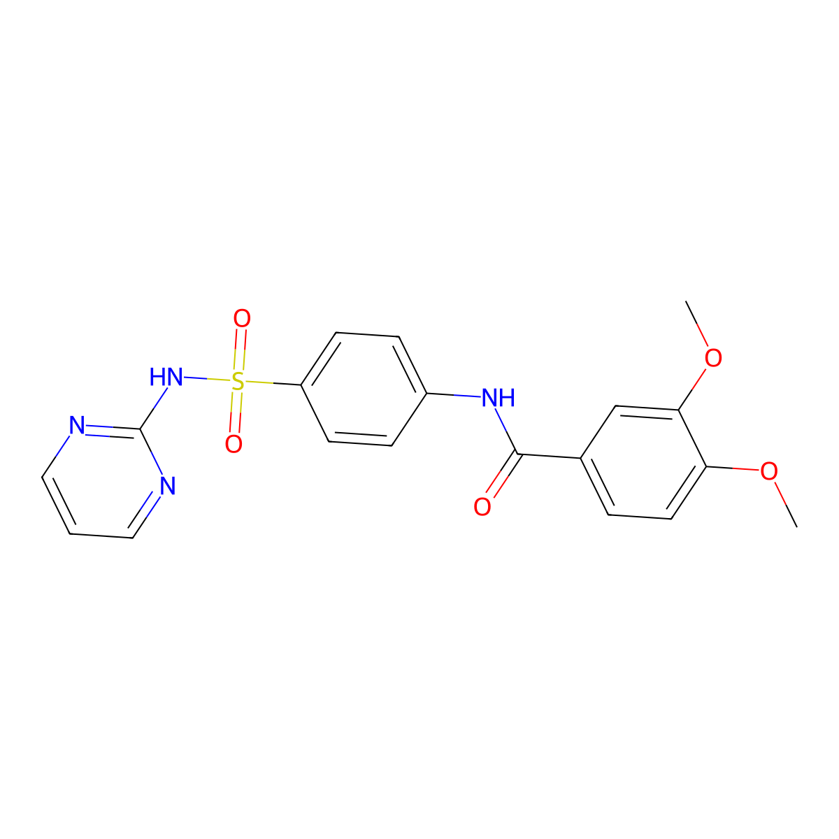 3,4-dimethoxy-N-[4-(pyrimidin-2-ylsulfamoyl)phenyl]benzamide molecular structure, CAS 307540-31-4