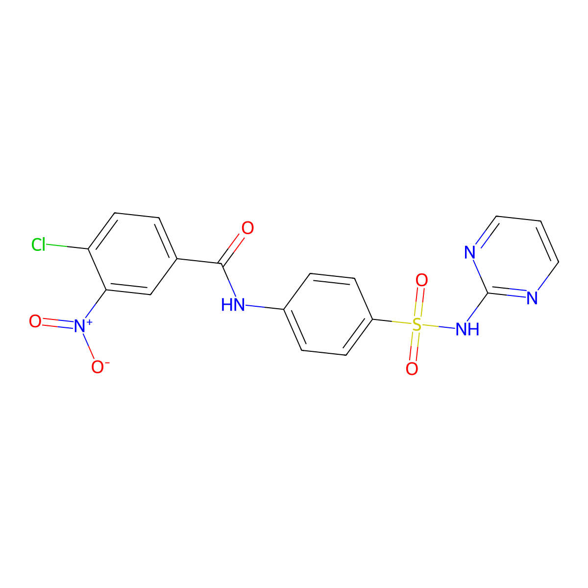 4-chloro-3-nitro-N-[4-(pyrimidin-2-ylsulfamoyl)phenyl]benzamide molecular structure, CAS 307540-32-5