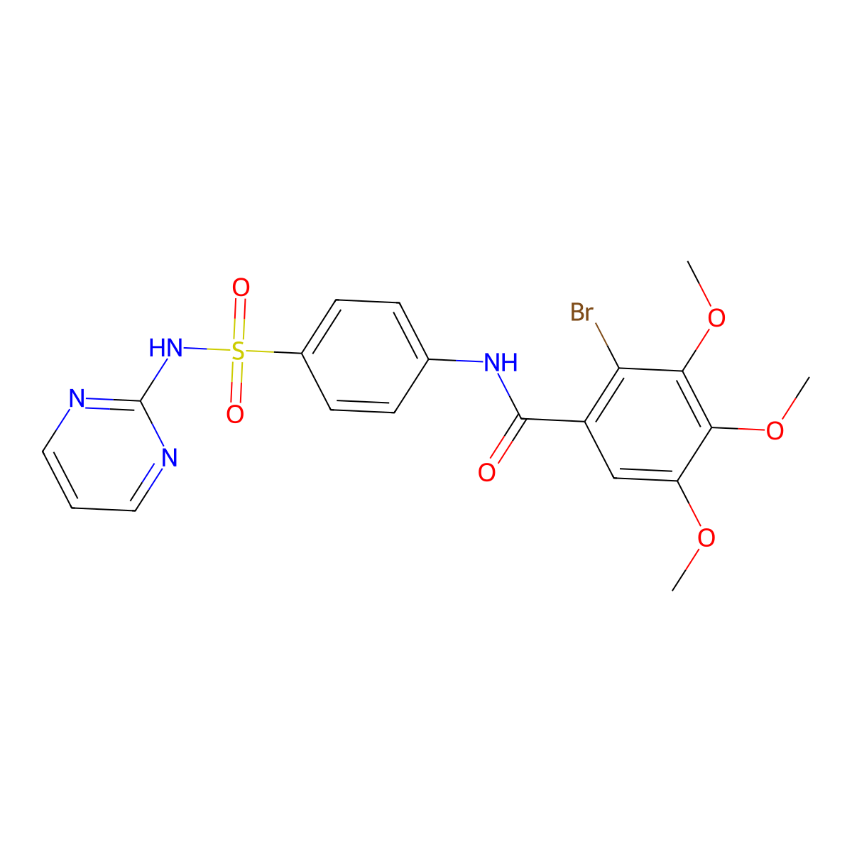 2-bromo-3,4,5-trimethoxy-N-[4-(pyrimidin-2-ylsulfamoyl)phenyl]benzamide molecular structure, CAS 307540-34-7