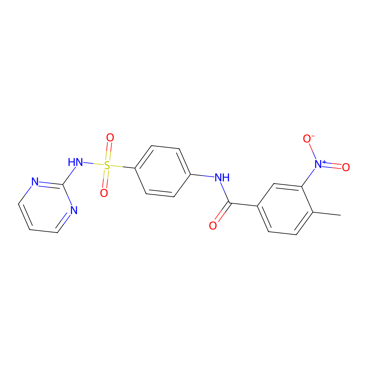 4-methyl-3-nitro-N-[4-(pyrimidin-2-ylsulfamoyl)phenyl]benzamide molecular structure, CAS 307540-35-8