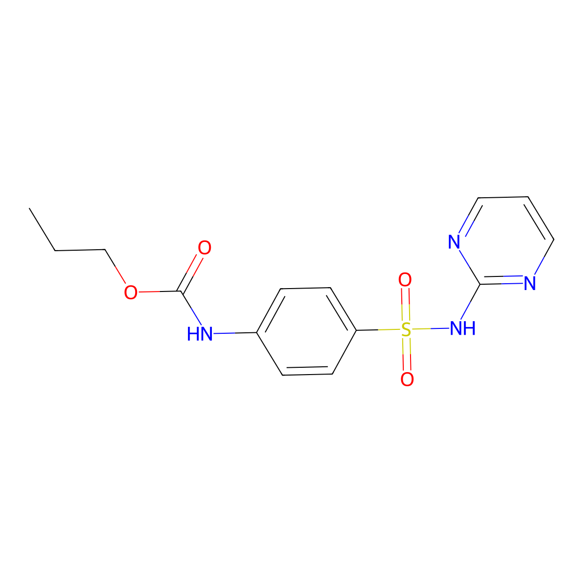 [4-(Pyrimidin-2-ylsulfamoyl)-phenyl]-carbamic acid propyl ester molecular structure, CAS 307540-39-2