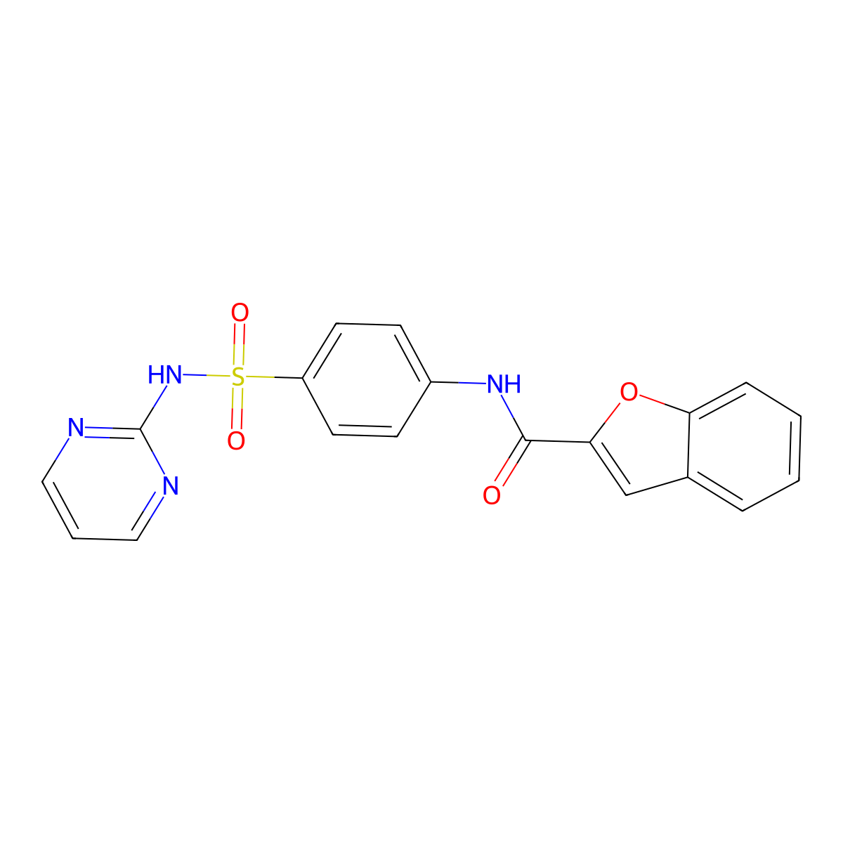 N-[4-(pyrimidin-2-ylsulfamoyl)phenyl]-1-benzofuran-2-carboxamide molecular structure, CAS 307540-42-7