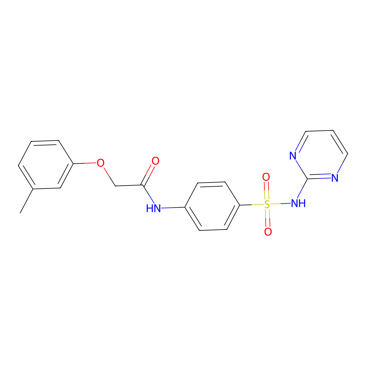 N-[4-(Pyrimidin-2-ylsulfamoyl)-phenyl]-2-m-tolyloxy-acetamide molecular structure, CAS 307540-44-9