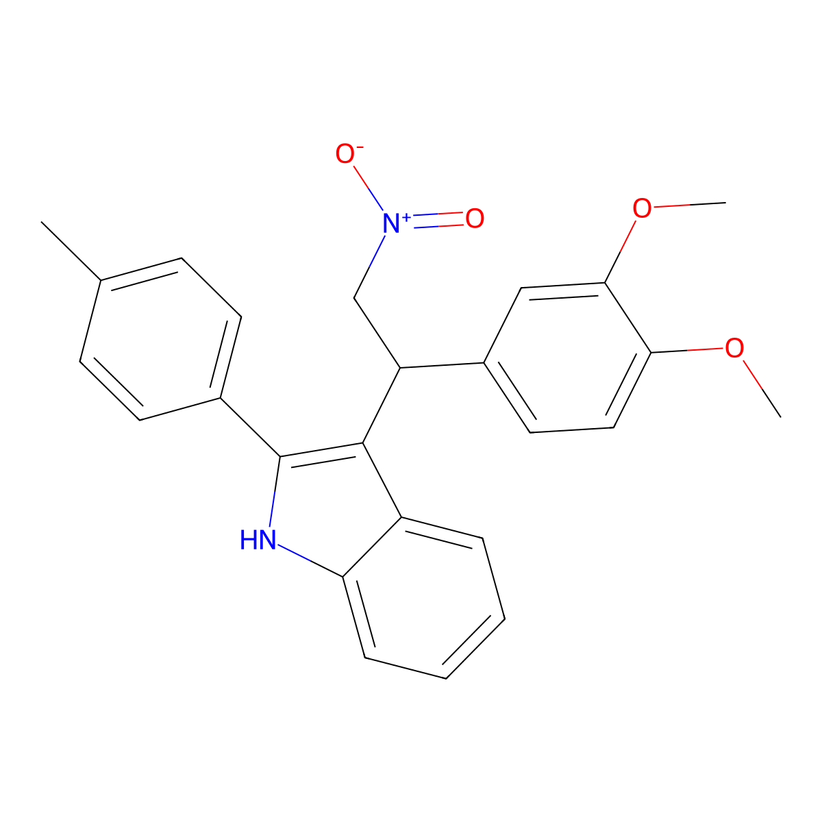 3-[1-(3,4-dimethoxyphenyl)-2-nitroethyl]-2-(4-methylphenyl)-1H-indole molecular structure, CAS 307540-46-1