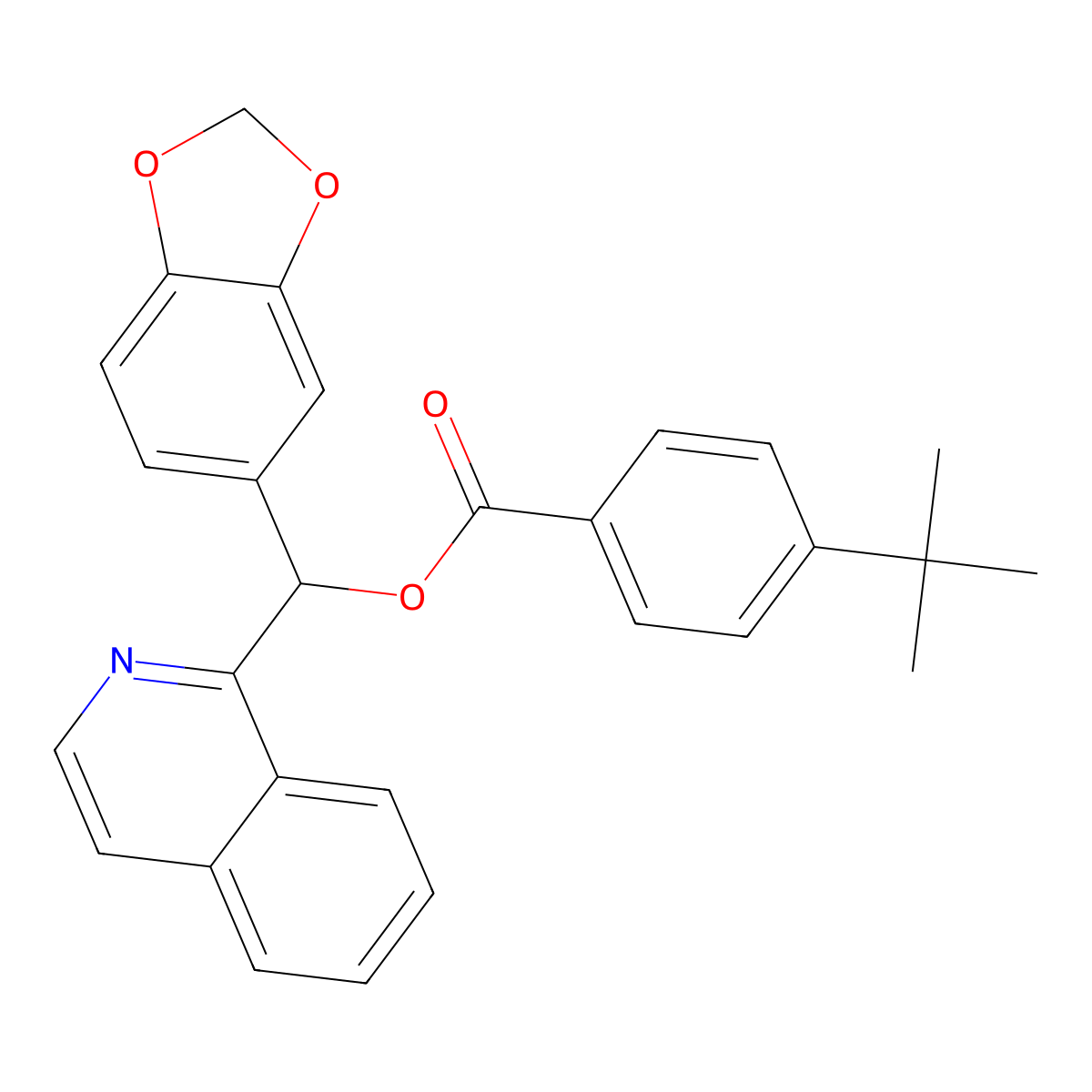 (2H-1,3-benzodioxol-5-yl)(isoquinolin-1-yl)methyl 4-tert-butylbenzoate molecular structure, CAS 307540-50-7