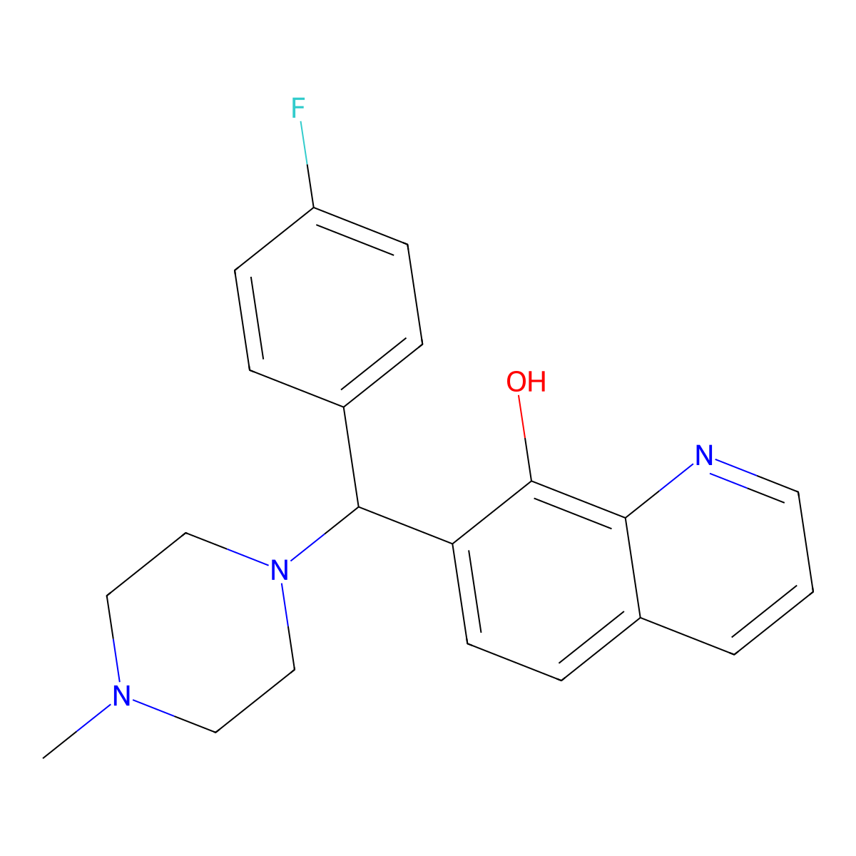 7-((4-Fluorophenyl)(4-methylpiperazin-1-yl)methyl)quinolin-8-ol molecular structure, CAS 307540-52-9