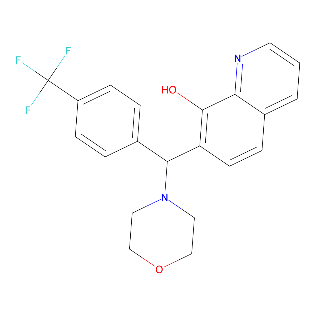 7-[(Morpholin-4-yl)[4-(trifluoromethyl)phenyl]methyl]quinolin-8-ol molecular structure, CAS 307540-53-0