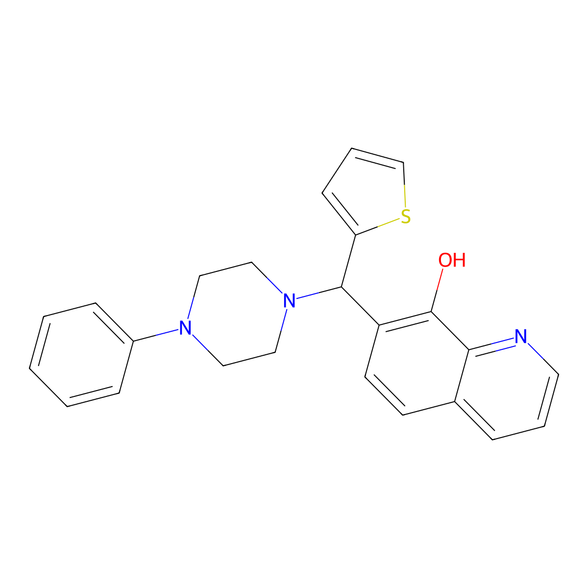7-[(4-Phenylpiperazin-1-yl)-thiophen-2-ylmethyl]quinolin-8-ol molecular structure, CAS 307540-58-5