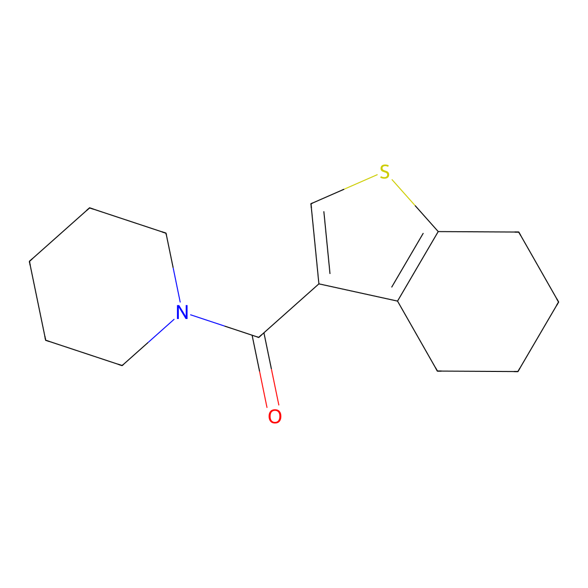 Piperidin-1-yl(4,5,6,7-tetrahydrobenzo[b]thiophen-3-yl)methanone molecular structure, CAS 307540-59-6