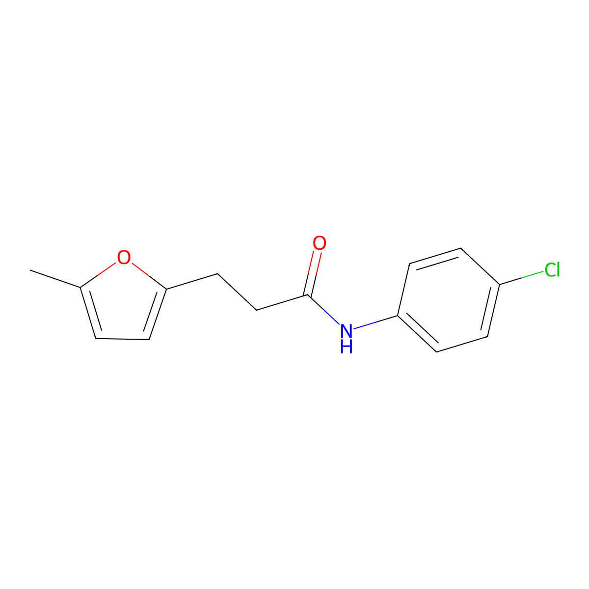 N-(4-chlorophenyl)-3-(5-methylfuran-2-yl)propanamide molecular structure, CAS 307540-63-2
