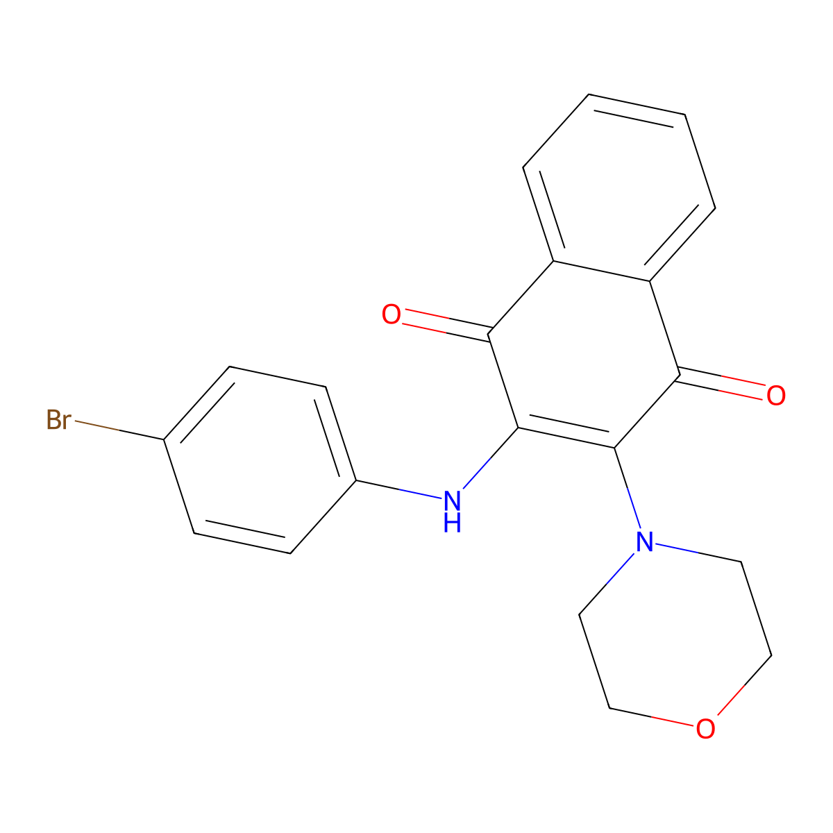 2-((4-Bromophenyl)amino)-3-morpholinonaphthalene-1,4-dione molecular structure, CAS 307541-99-7