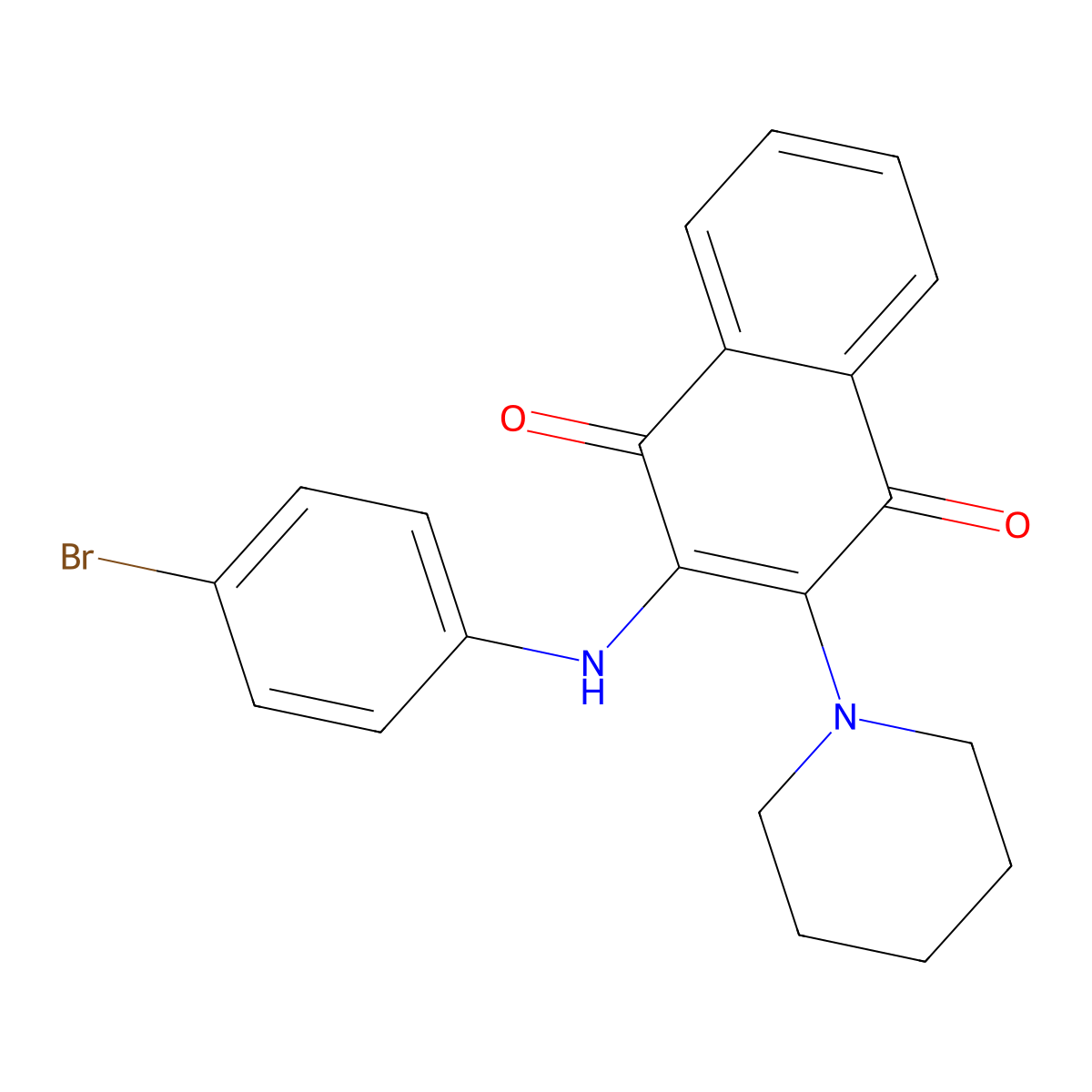 2-((4-Bromophenyl)amino)-3-(piperidin-1-yl)naphthalene-1,4-dione molecular structure, CAS 307542-04-7