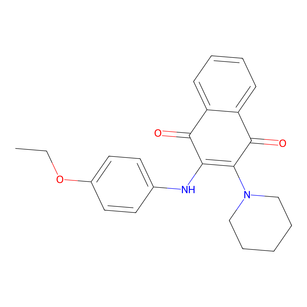 2-((4-Ethoxyphenyl)amino)-3-(piperidin-1-yl)naphthalene-1,4-dione molecular structure, CAS 307542-06-9