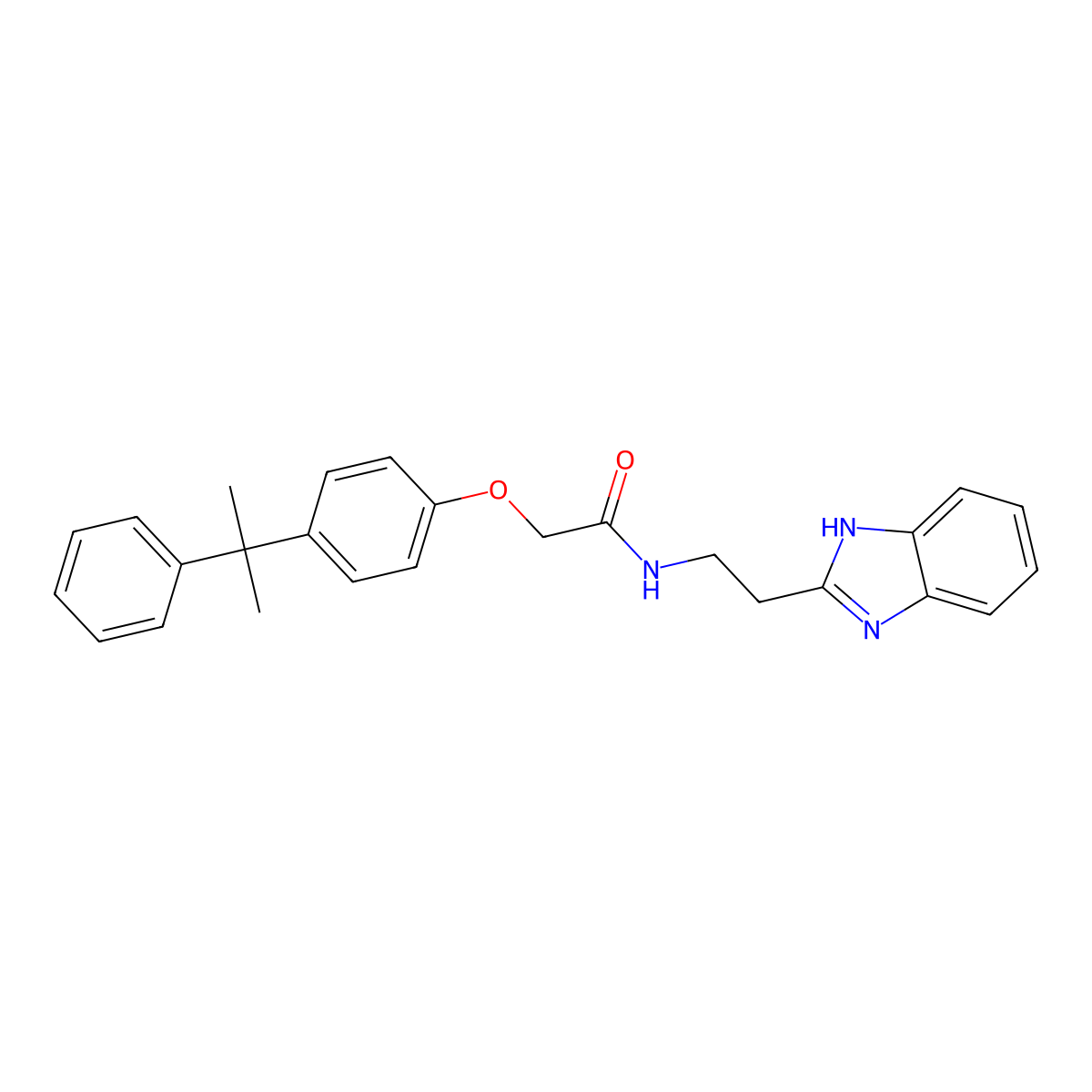 N-[2-(1H-benzimidazol-2-yl)ethyl]-2-[4-(2-phenylpropan-2-yl)phenoxy]acetamide molecular structure, CAS 307543-21-1