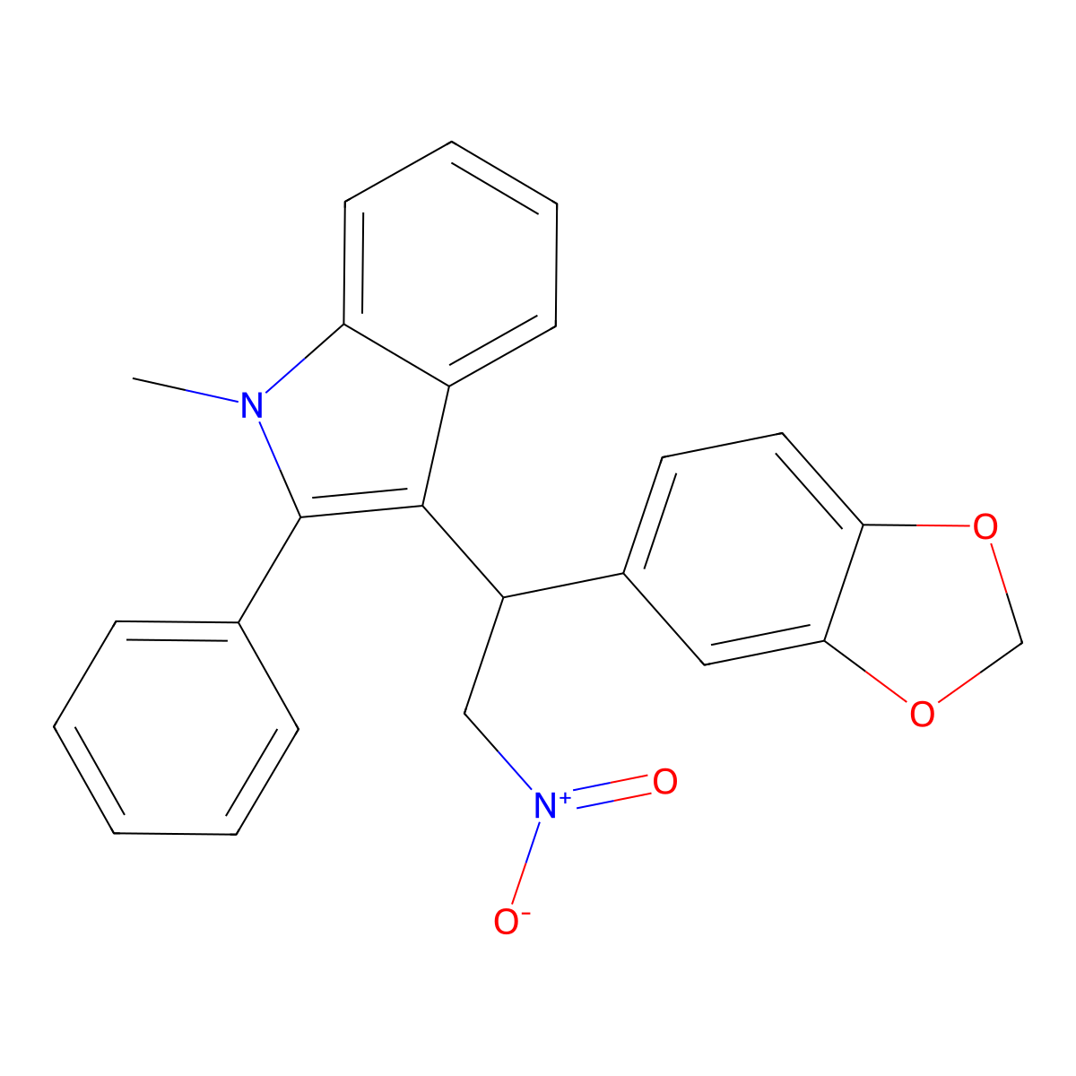 3-(1-(benzo[d][1,3]dioxol-5-yl)-2-nitroethyl)-1-methyl-2-phenyl-1H-indole molecular structure, CAS 307543-41-5