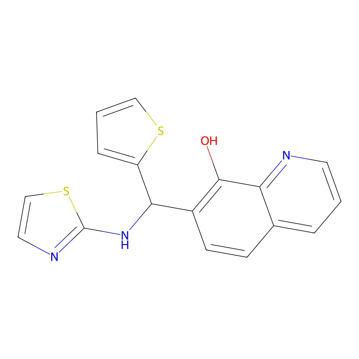7-[(1,3-Thiazol-2-ylamino)-2-thienylmethyl]quinolin-8-ol molecular structure, CAS 307543-52-8