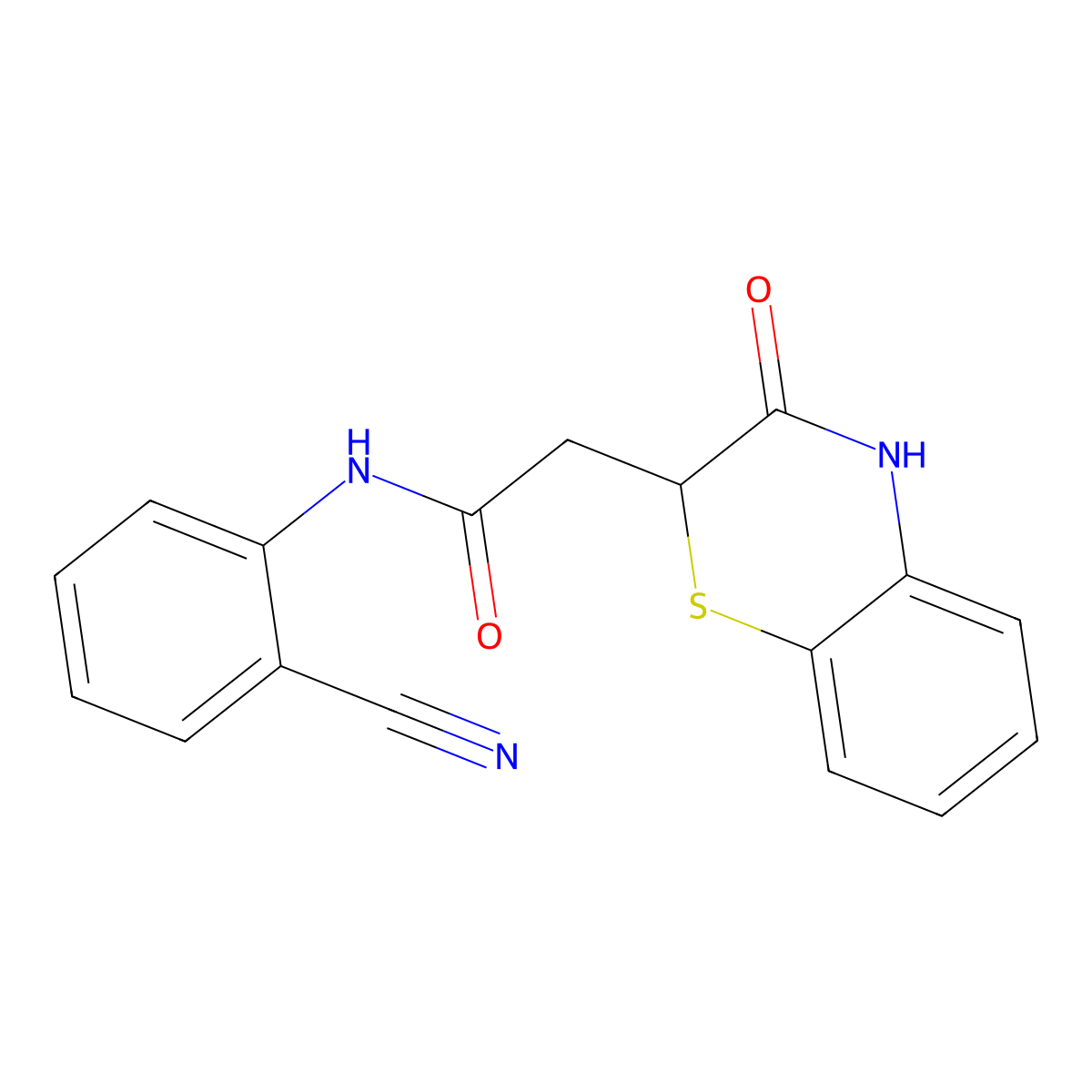 N-(2-cyanophenyl)-2-(3-oxo-3,4-dihydro-2H-1,4-benzothiazin-2-yl)acetamide molecular structure, CAS 307543-67-5