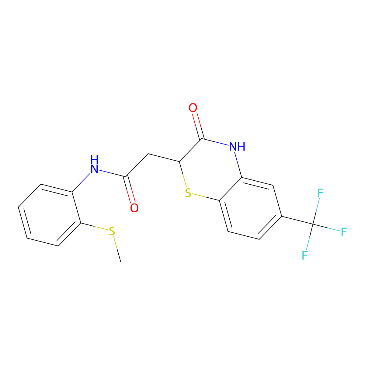 N-[2-(methylsulfanyl)phenyl]-2-[3-oxo-6-(trifluoromethyl)-3,4-dihydro-2H-1,4-benzothiazin-2-yl]acetamide molecular structure, CAS 307543-69-7