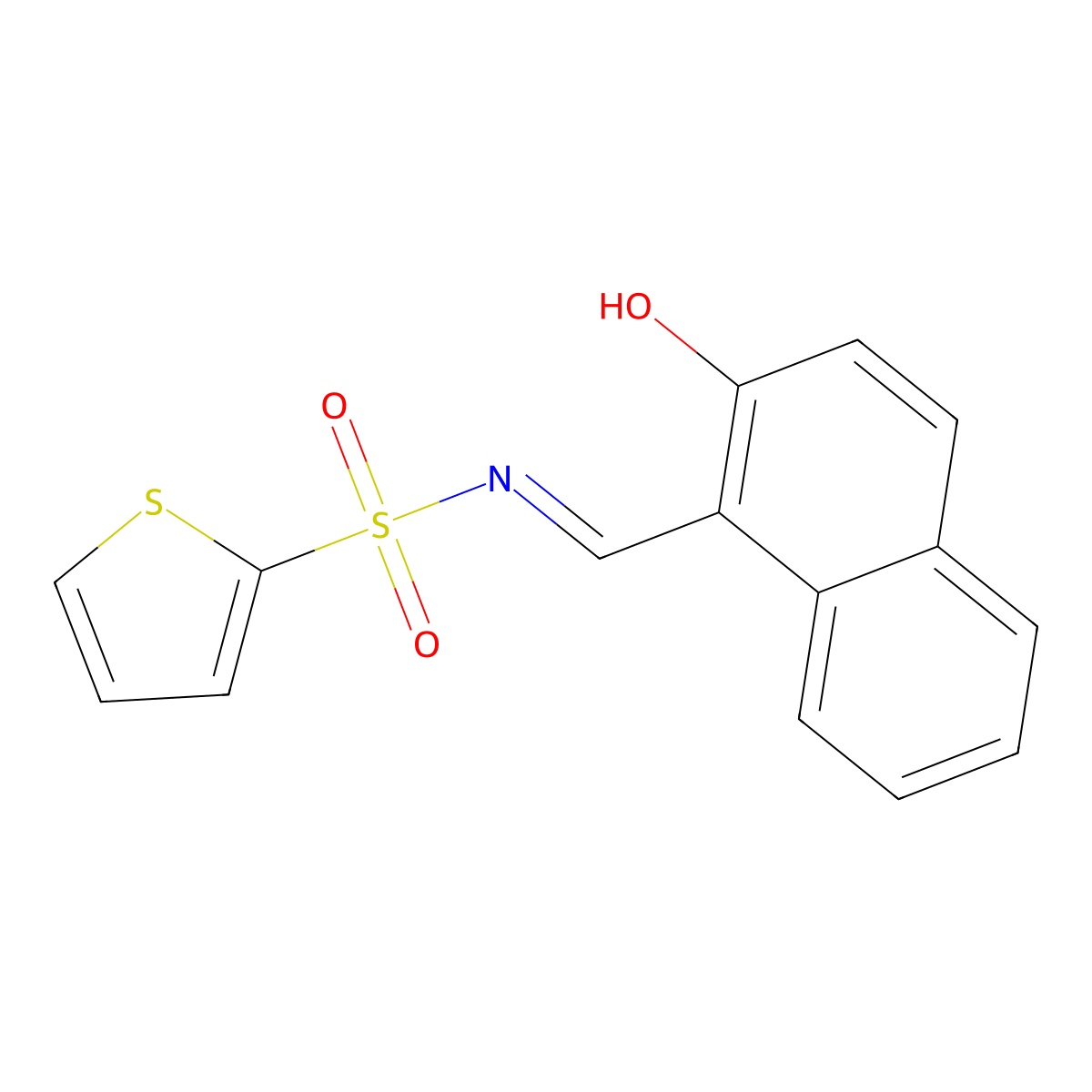 N-((2-Hydroxy-1-naphthalenyl)methylene)-2-thiophenesulfonamide molecular structure, CAS 307543-71-1