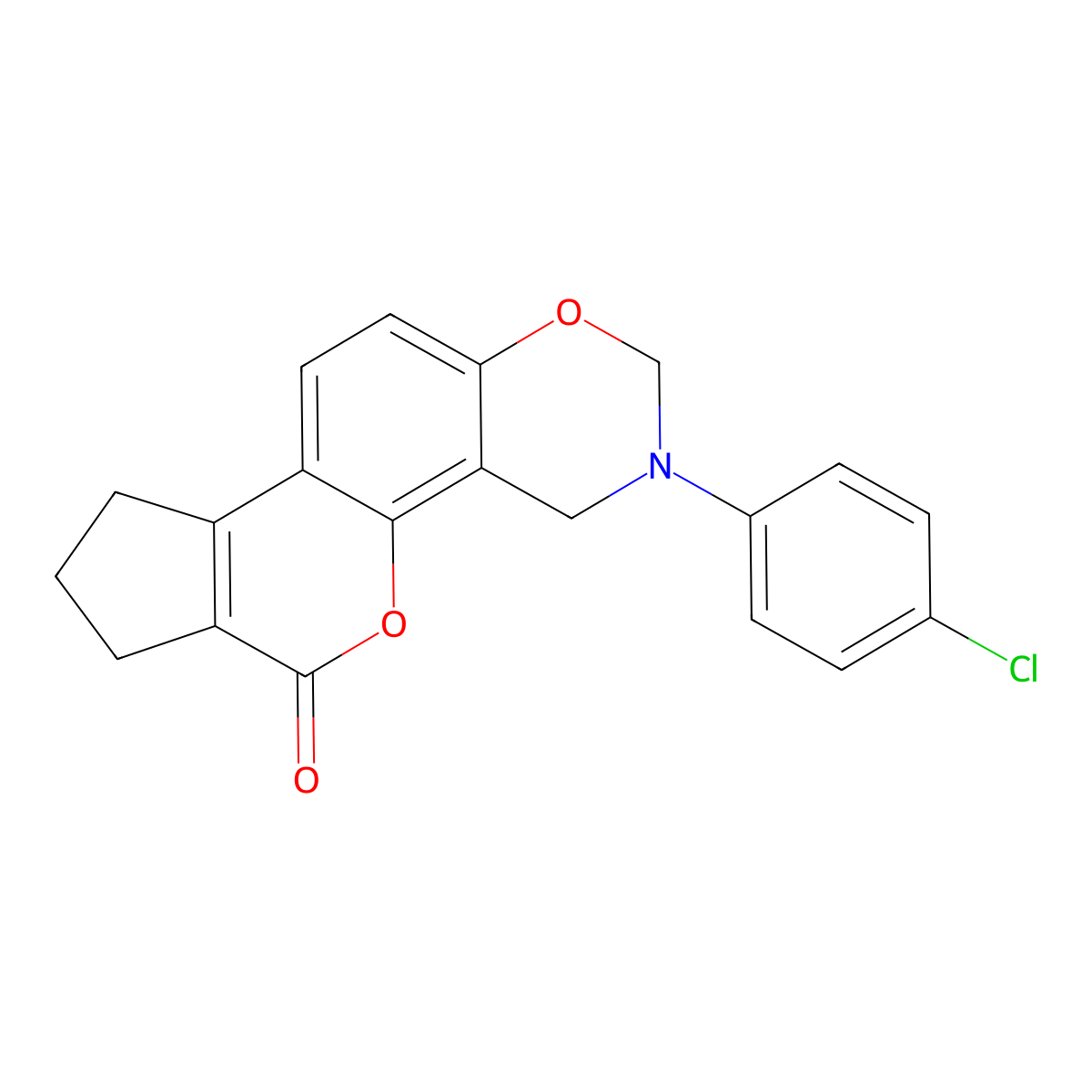 3-(4-chlorophenyl)-3,4,8,9-tetrahydro-2H-cyclopenta[3,4]chromeno[8,7-e][1,3]oxazin-6(7H)-one molecular structure, CAS 307543-98-2
