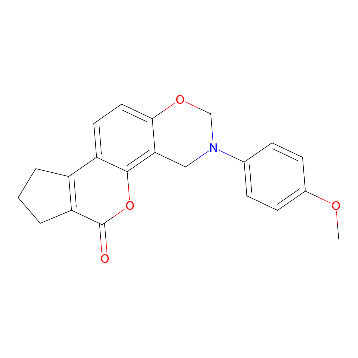 3-(4-methoxyphenyl)-3,4,8,9-tetrahydro-2H-cyclopenta[3,4]chromeno[8,7-e][1,3]oxazin-6(7H)-one molecular structure, CAS 307543-99-3