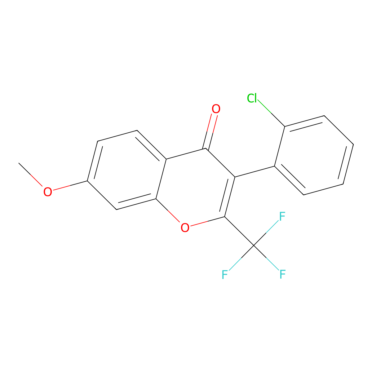 3-(2-Chlorophenyl)-7-methoxy-2-(trifluoromethyl)chromen-4-one molecular structure, CAS 307544-00-9