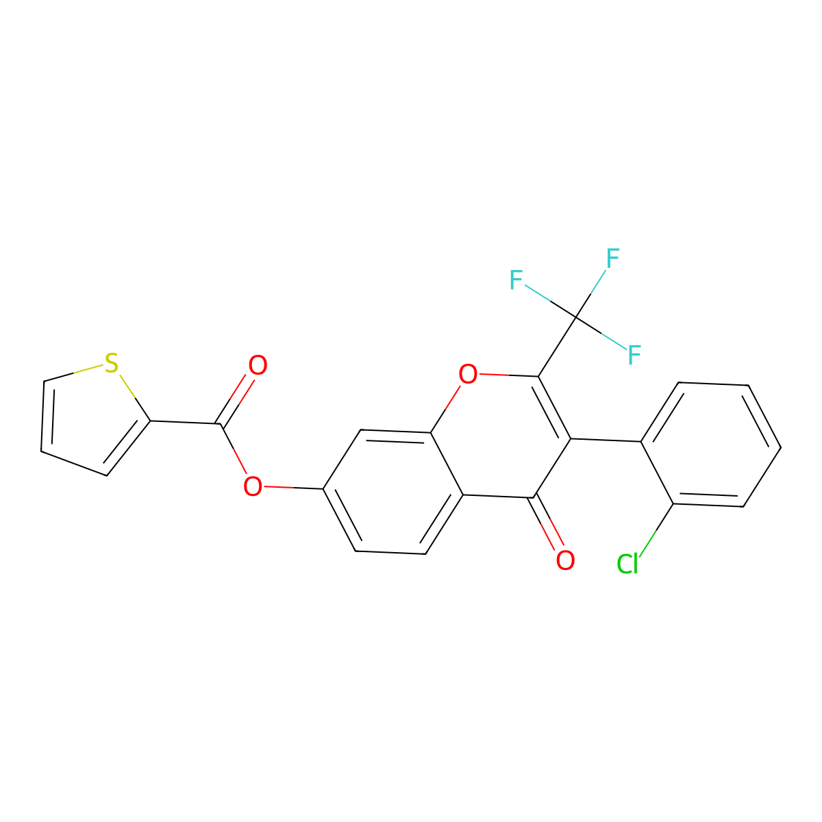 [3-(2-Chlorophenyl)-4-oxo-2-(trifluoromethyl)chromen-7-yl] thiophene-2-carboxylate molecular structure, CAS 307544-02-1