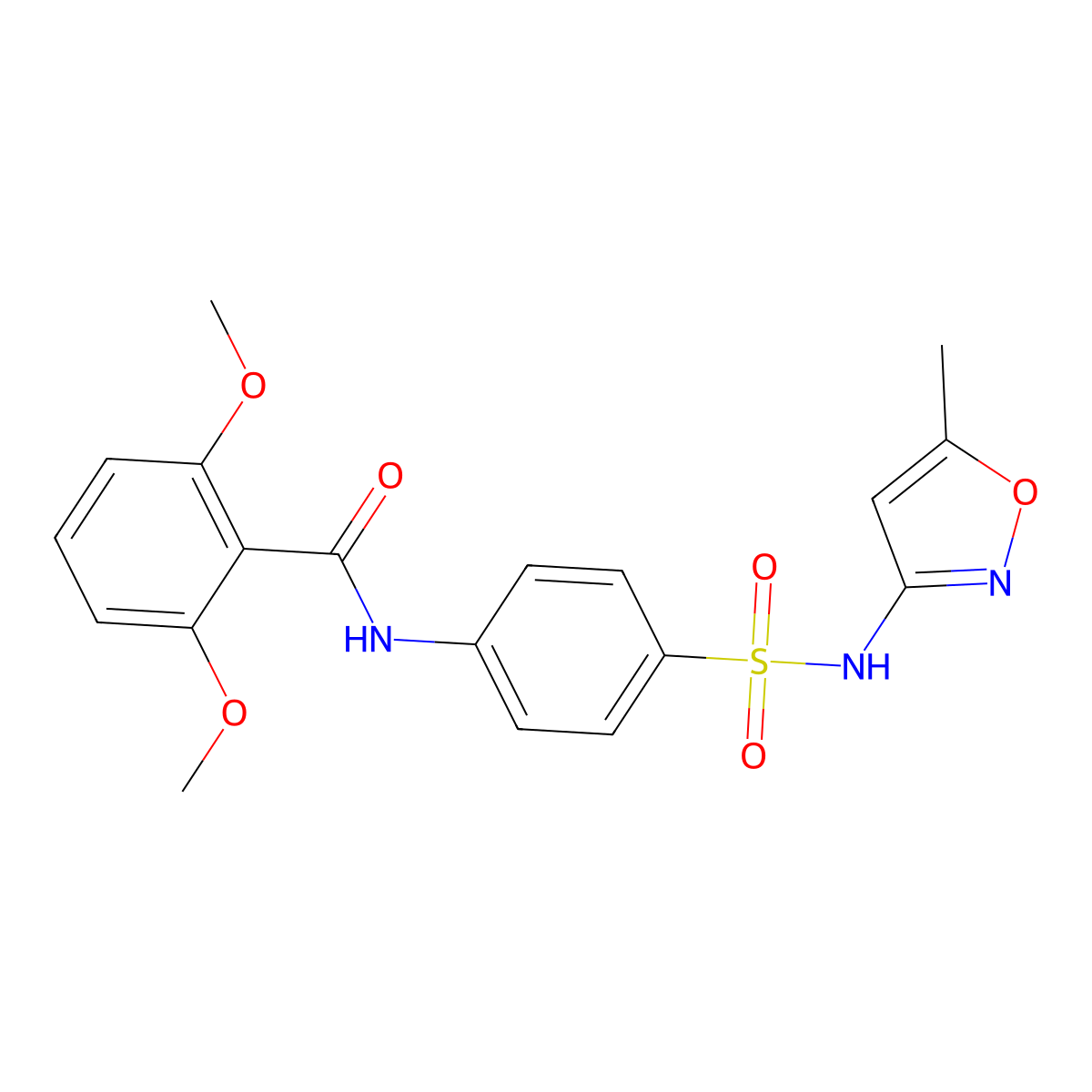 2,6-dimethoxy-N-(4-(N-(5-methylisoxazol-3-yl)sulfamoyl)phenyl)benzamide molecular structure, CAS 307544-37-2
