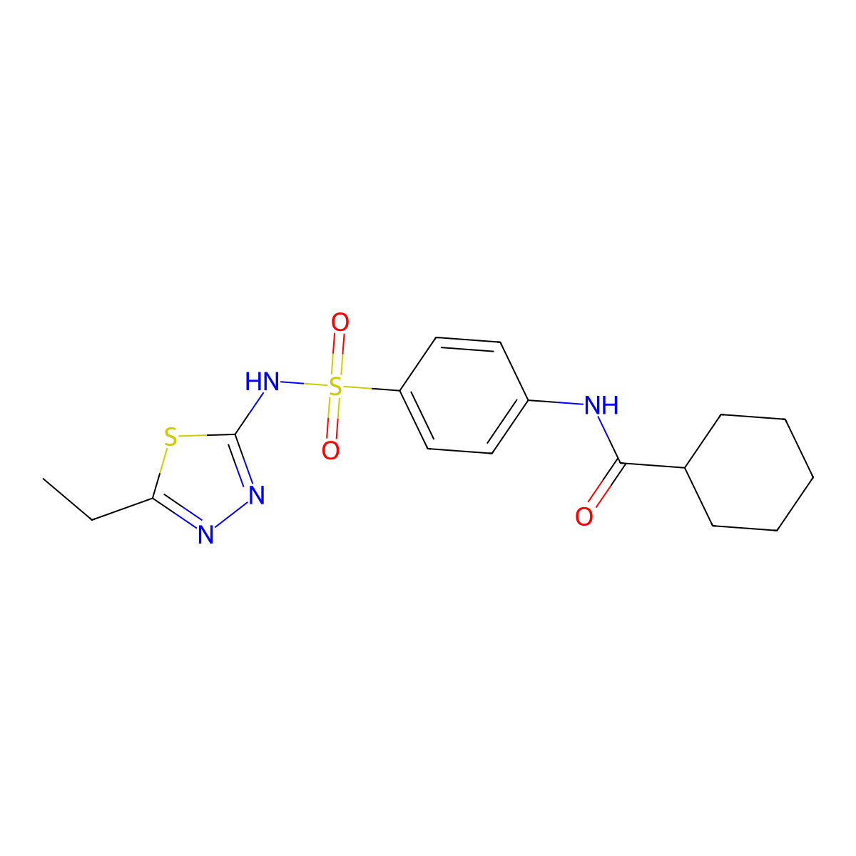 N-[4-[(5-ethyl-1,3,4-thiadiazol-2-yl)sulfamoyl]phenyl]cyclohexanecarboxamide molecular structure, CAS 307544-39-4
