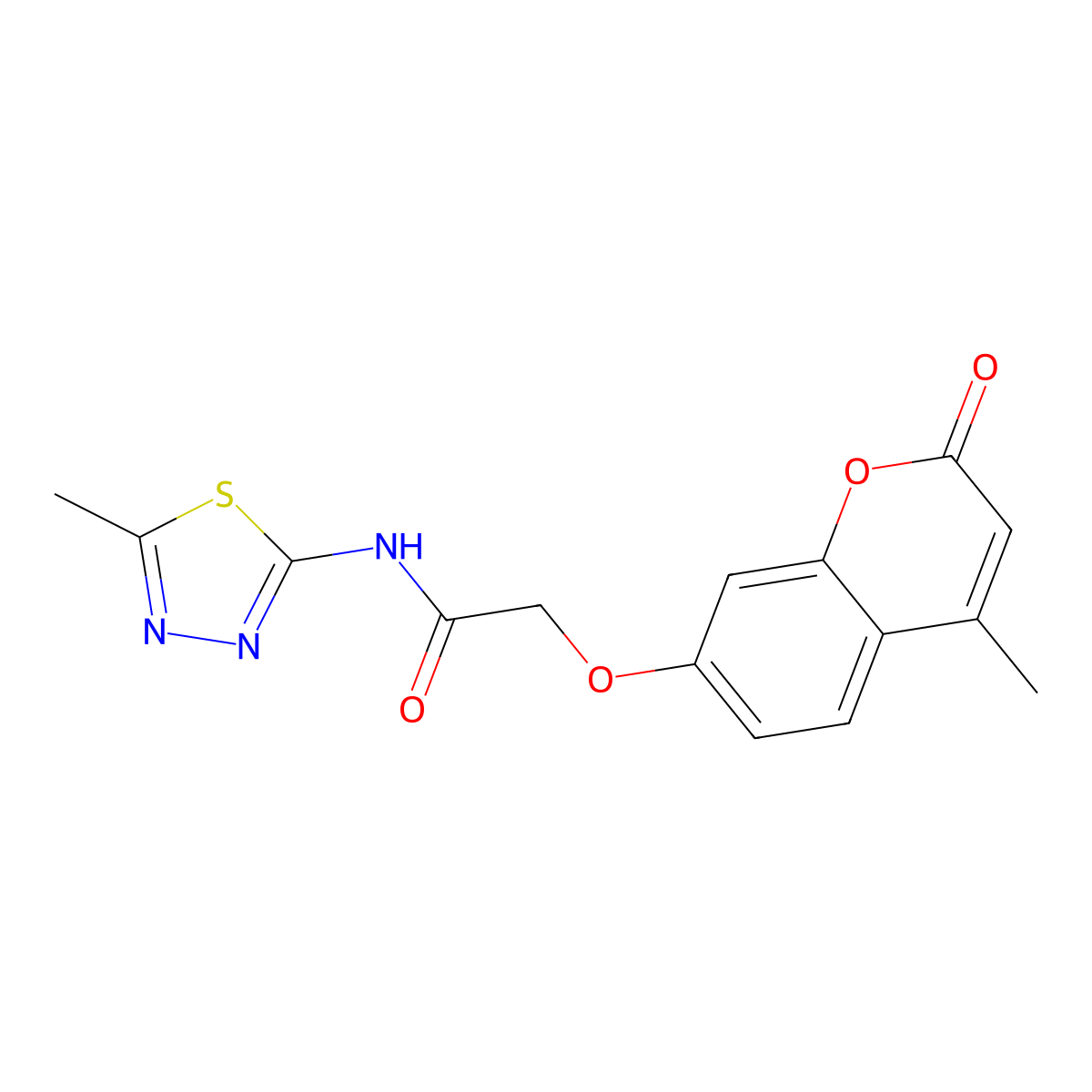 2-(4-methyl-2-oxochromen-7-yl)oxy-N-(5-methyl-1,3,4-thiadiazol-2-yl)acetamide molecular structure, CAS 307544-43-0