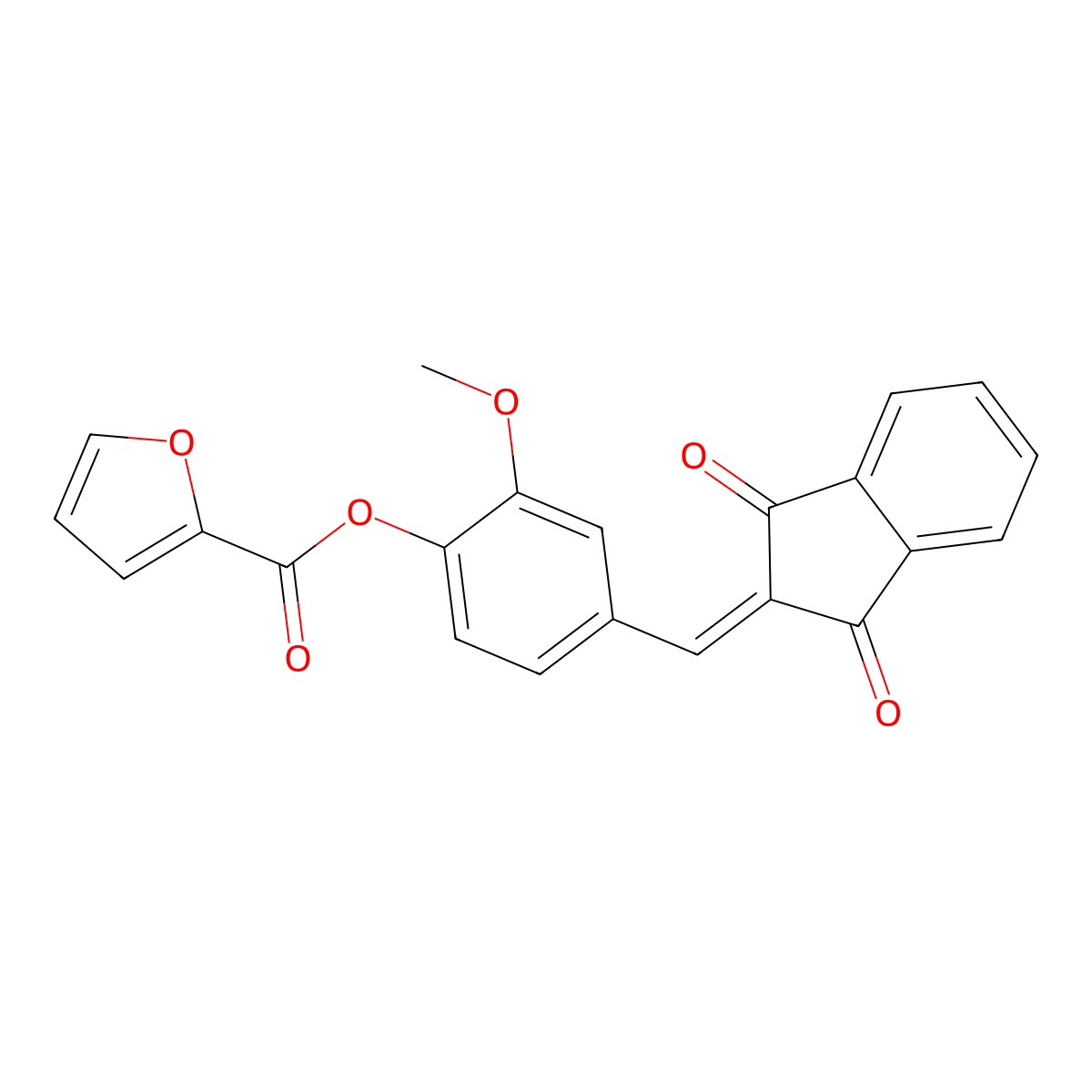 4-((1,3-Dioxo-1,3-dihydro-2H-inden-2-ylidene)methyl)-2-methoxyphenyl 2-furoate molecular structure, CAS 307544-47-4