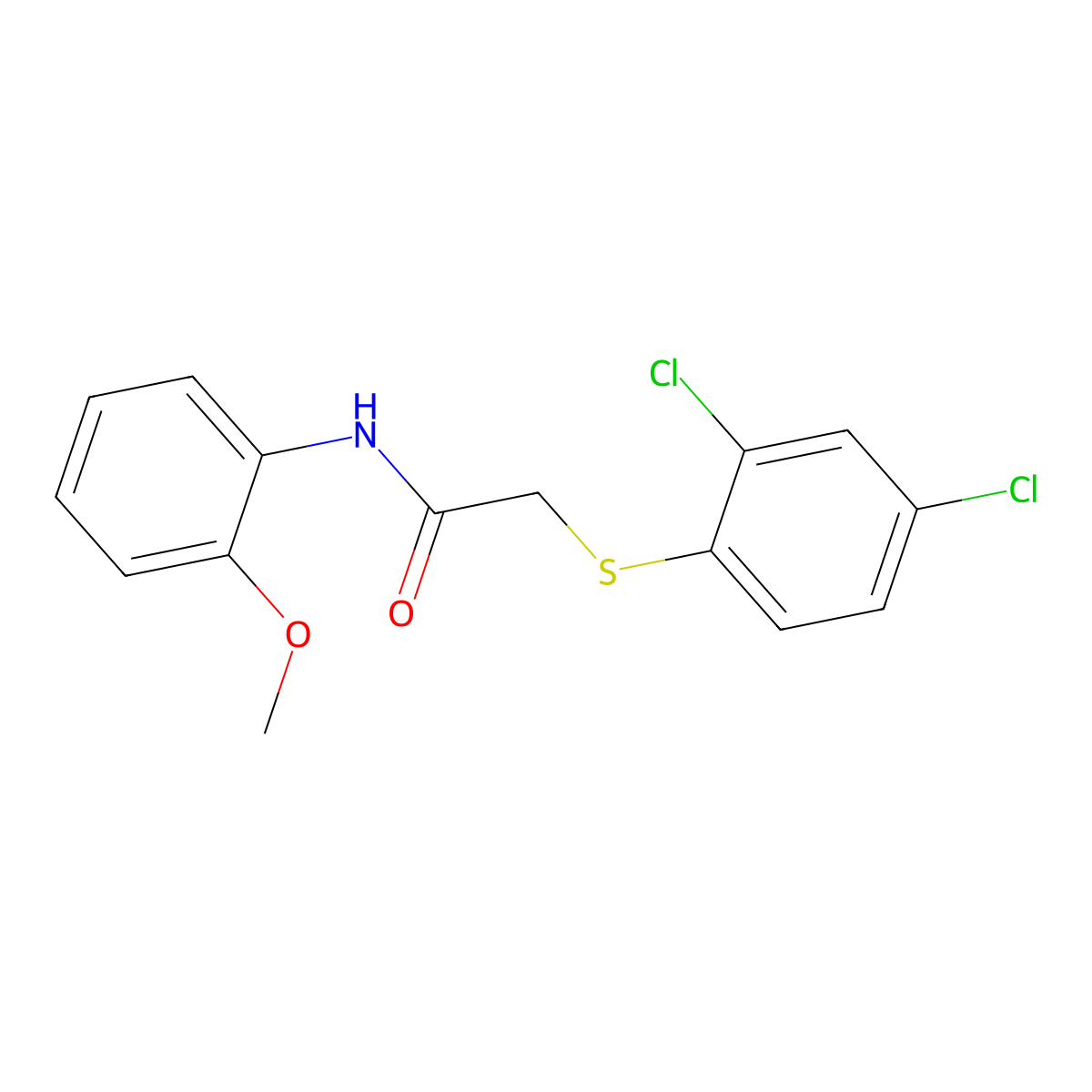 2-[(2,4-dichlorophenyl)sulfanyl]-N-(2-methoxyphenyl)acetamide molecular structure, CAS 307544-67-8