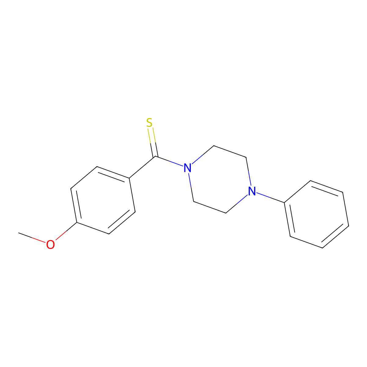 (4-Methoxyphenyl)(4-phenylpiperazin-1-yl)methanethione molecular structure, CAS 307544-84-9