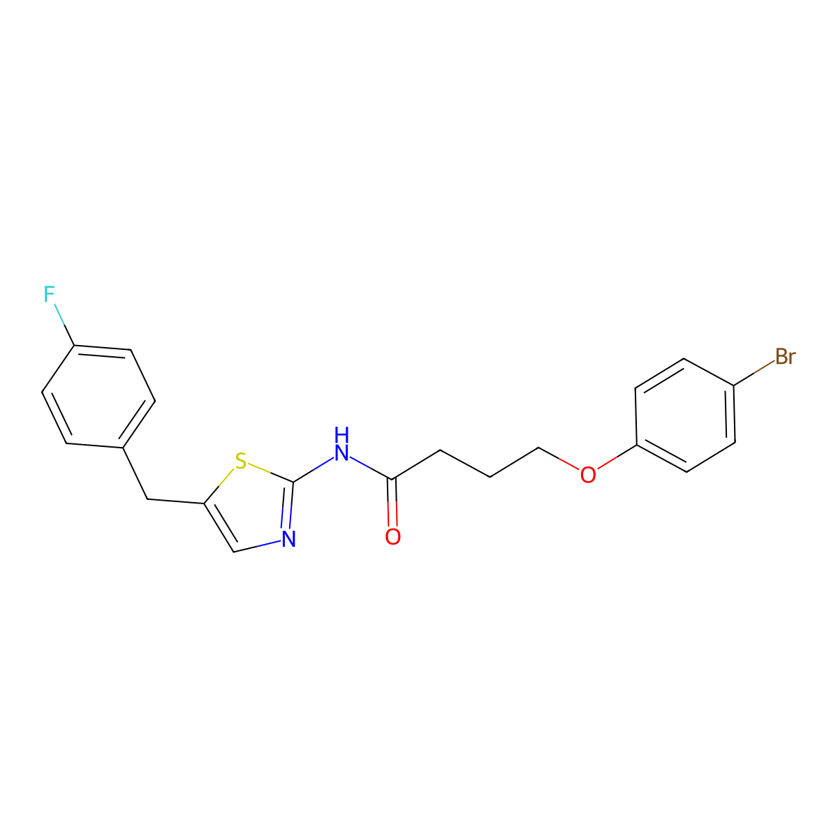 4-(4-bromophenoxy)-N-[5-(4-fluorobenzyl)-1,3-thiazol-2-yl]butanamide molecular structure, CAS 307544-86-1