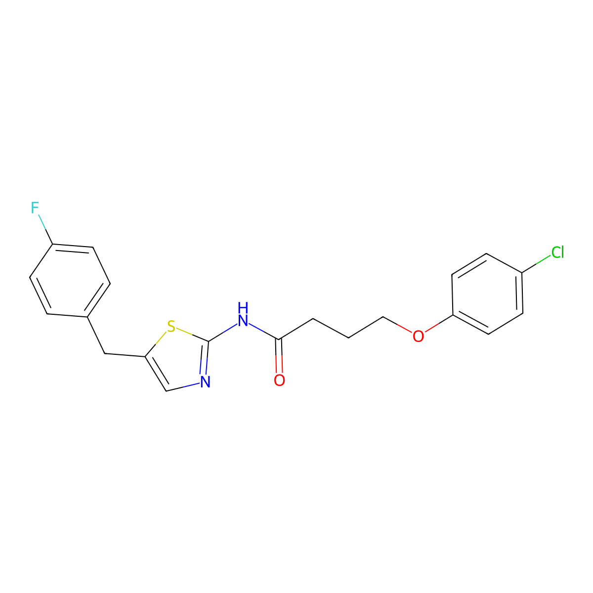 4-(4-chlorophenoxy)-N-[5-[(4-fluorophenyl)methyl]-1,3-thiazol-2-yl]butanamide molecular structure, CAS 307544-87-2