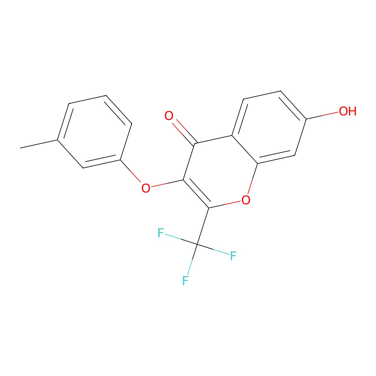 7-Hydroxy-3-(3-methylphenoxy)-2-(trifluoromethyl)chromen-4-one molecular structure, CAS 307544-90-7