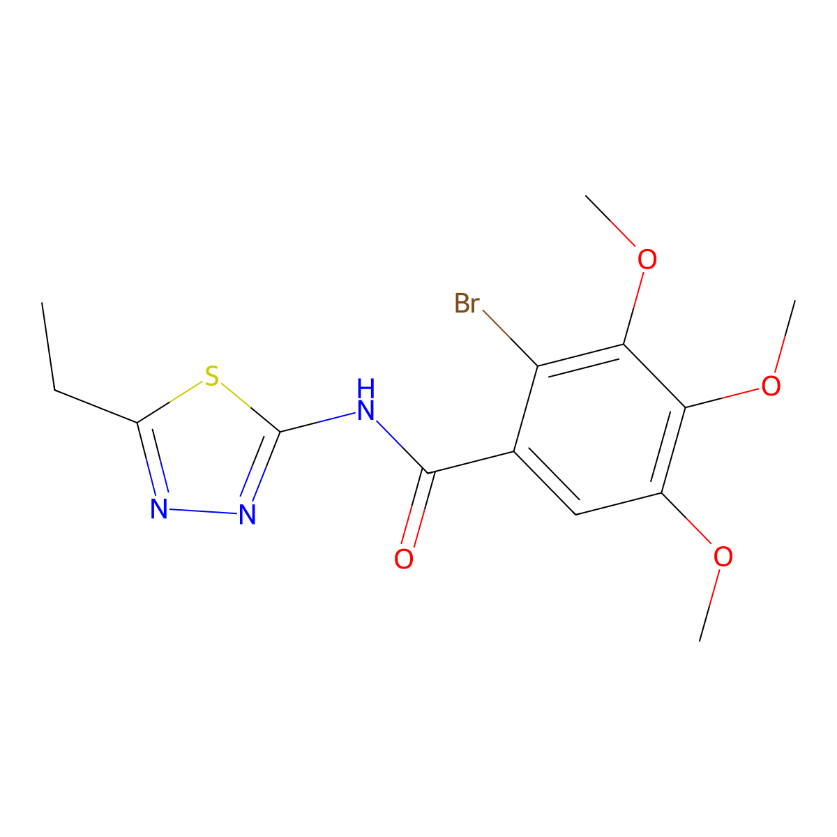 2-bromo-N-(5-ethyl-1,3,4-thiadiazol-2-yl)-3,4,5-trimethoxybenzamide molecular structure, CAS 307544-92-9