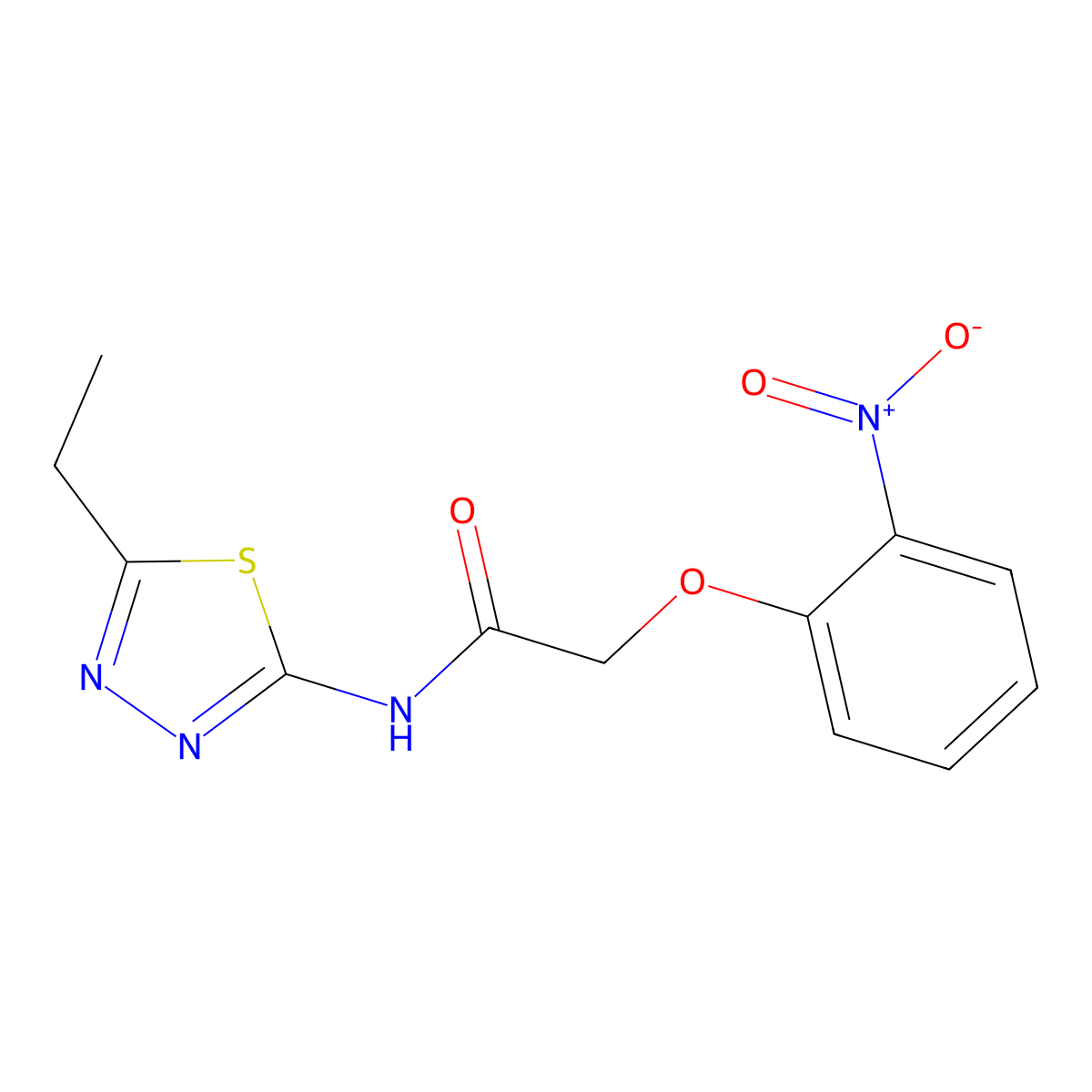 N-(5-ethyl-1,3,4-thiadiazol-2-yl)-2-(2-nitrophenoxy)acetamide molecular structure, CAS 307544-94-1