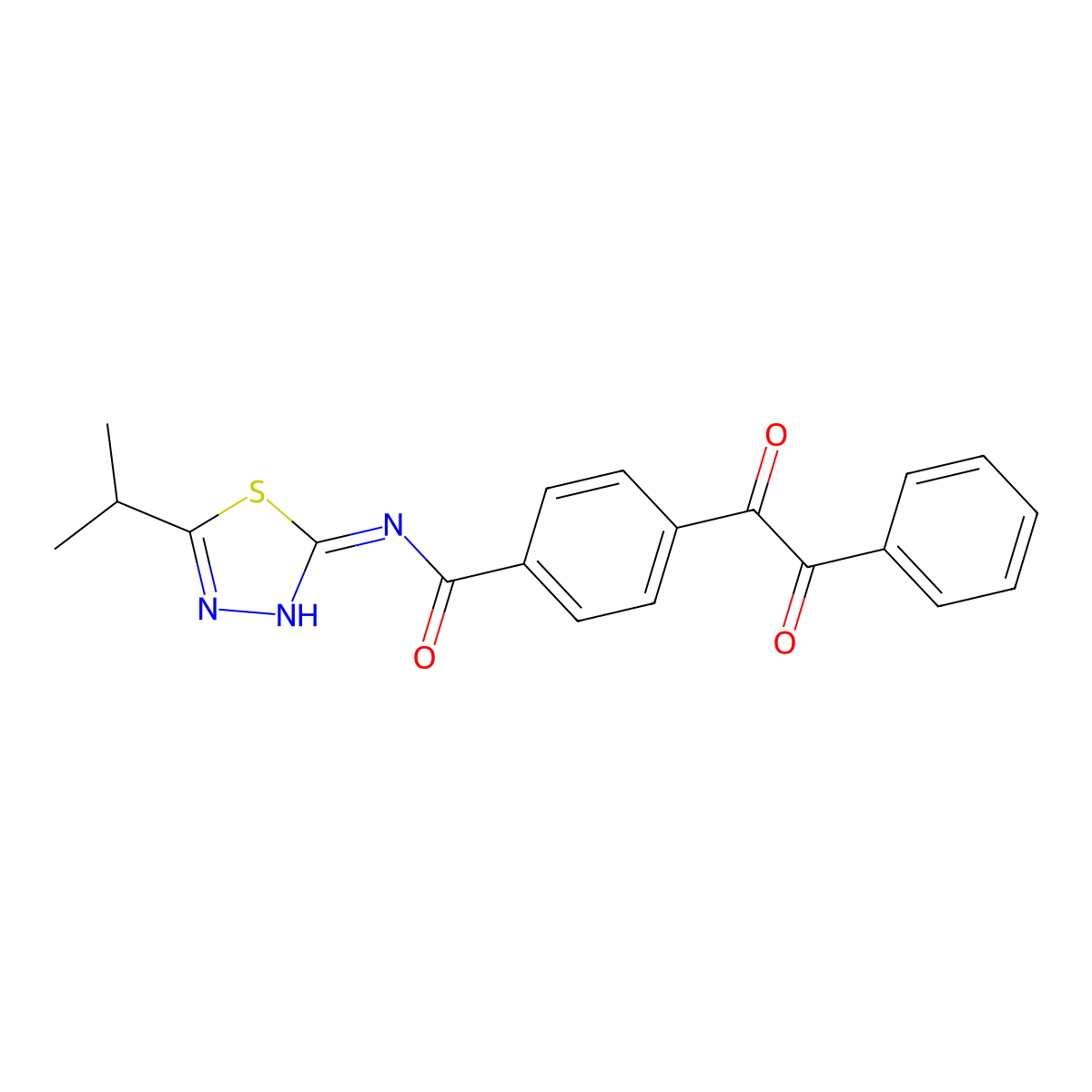 4-[oxo(phenyl)acetyl]-N-[(2E)-5-(propan-2-yl)-1,3,4-thiadiazol-2(3H)-ylidene]benzamide molecular structure, CAS 307544-96-3