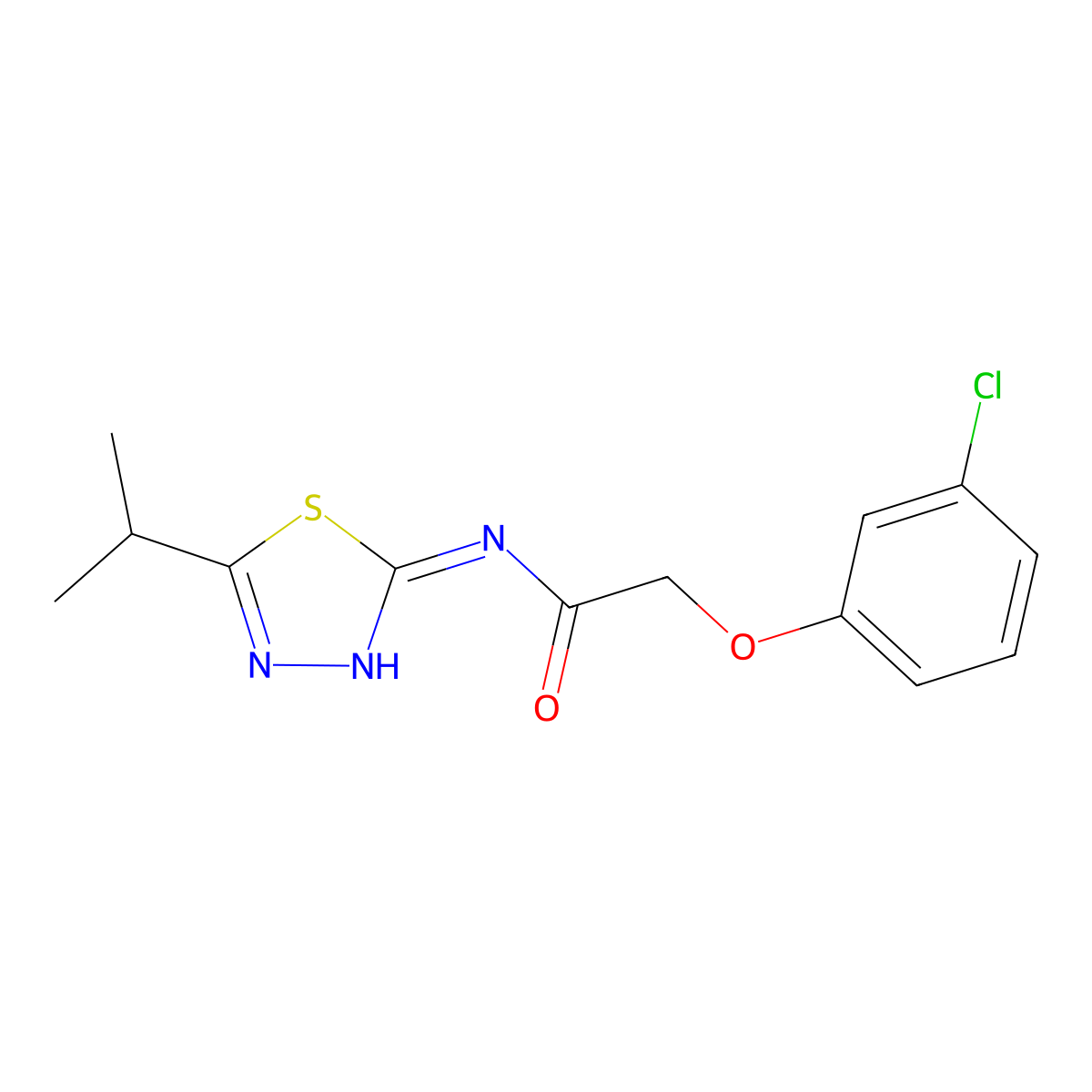 2-(3-Chloro-phenoxy)-N-(5-isopropyl-[1,3,4]thiadiazol-2-yl)-acetamide molecular structure, CAS 307544-97-4
