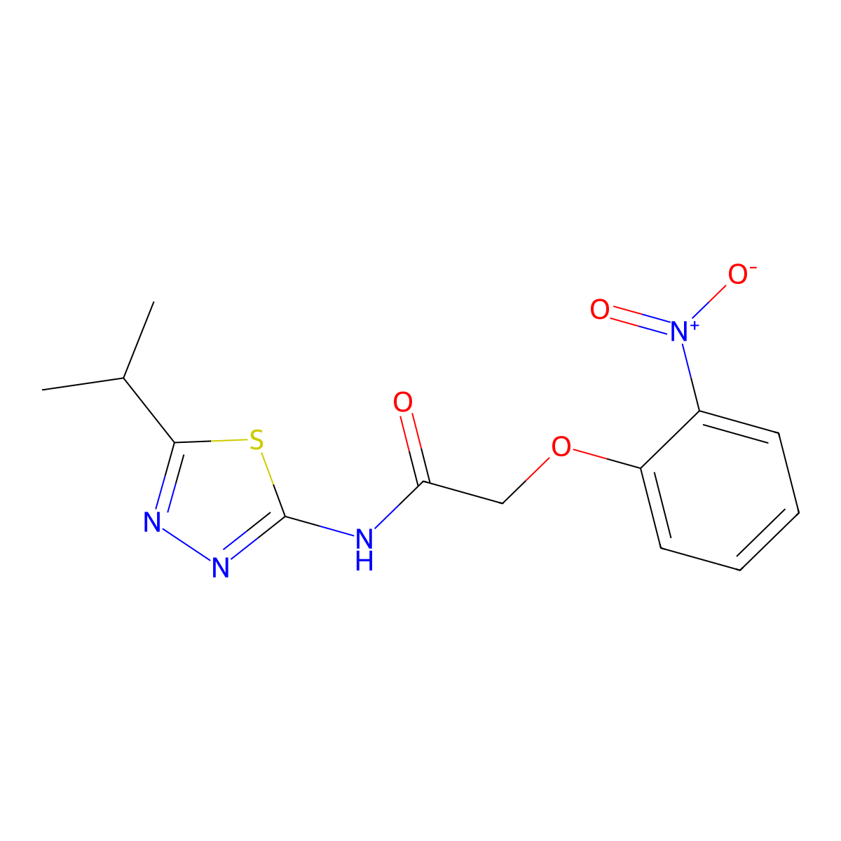 2-(2-nitrophenoxy)-N-[5-(propan-2-yl)-1,3,4-thiadiazol-2-yl]acetamide molecular structure, CAS 307544-98-5