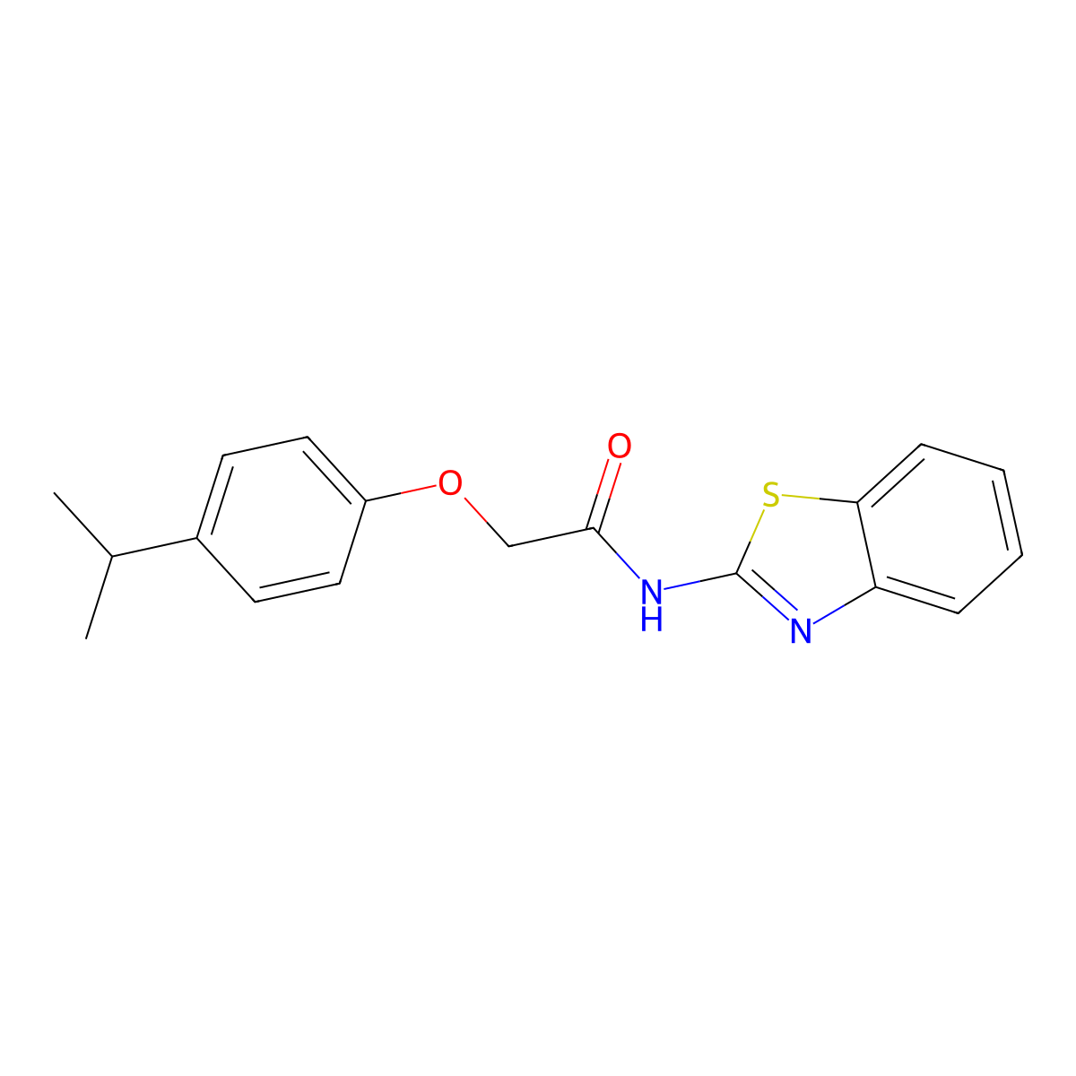 N-benzothiazol-2-yl-2-[4-(methylethyl)phenoxy]acetamide molecular structure, CAS 307545-04-6